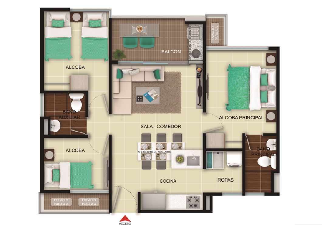Comprar Exterior Peñazul La Aldea Apartamento en venta Cundinamarca Bogotá Otros 57 m2 Habitaciones 2 Baños 2 Garajes 0 Precio $279986000