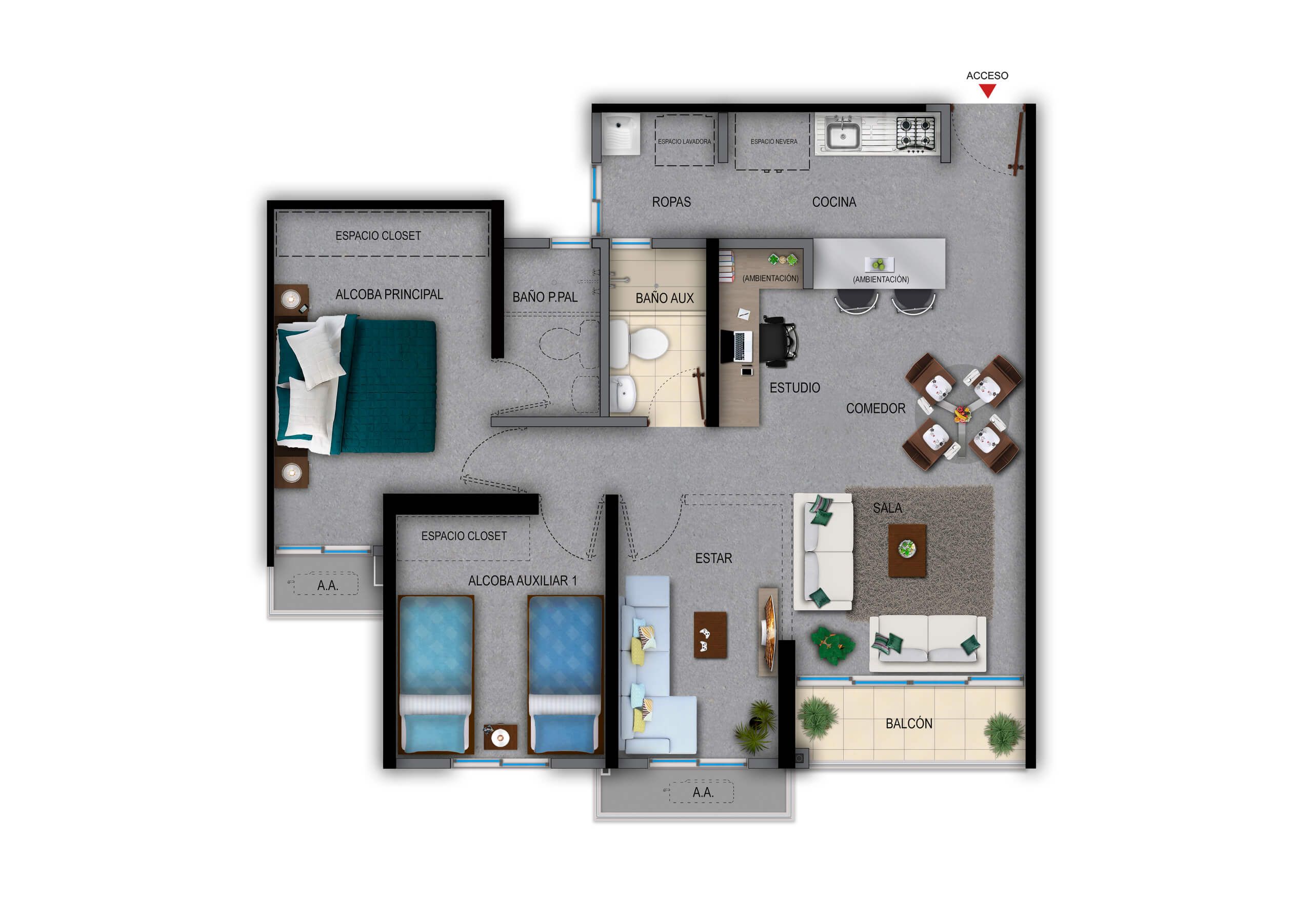  en undefined Undefined Undefined Undefined 58 m2 Habitaciones 2 Baños 2 Precio $232740000