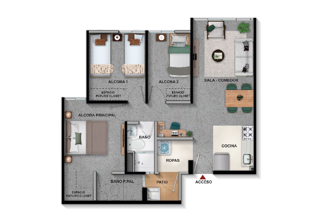 Proyectos Vivienda Nueva La Cabrera Apartamento en venta Cundinamarca Bogotá Otros 54 m2 Habitaciones 3 Baños 2 Garajes 0 Precio $186194000
