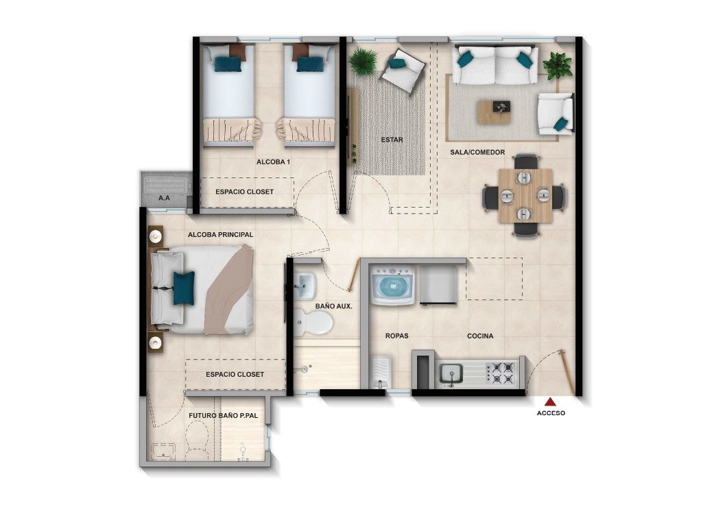 Proyectos Vivienda Nueva El Jardín Dalía Apartamento en venta Bolívar Cartagena Otros 50 m2 Habitaciones 2 Baños 2 Garajes 0 Precio $175696000