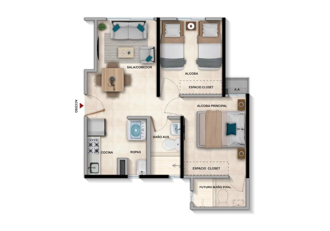Proyectos Vivienda Nueva El Jardín Dalía Apartamento en venta Bolívar Cartagena Otros 41 m2 Habitaciones 2 Baños 2 Garajes 0 Precio $164937000