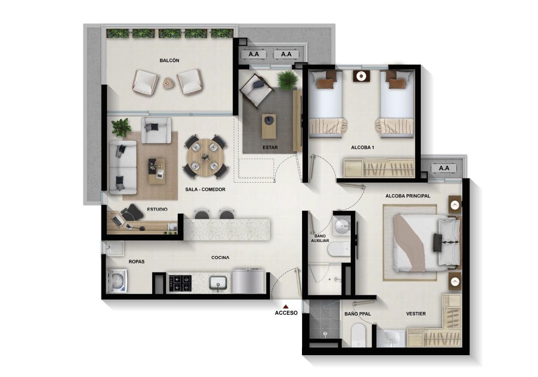 Proyectos Sobre Planos Puntalta Altarena Apartamento en venta Bolívar Cartagena Otros 74 m2 Habitaciones 2 Baños 2 Garajes 0 Precio $377126000