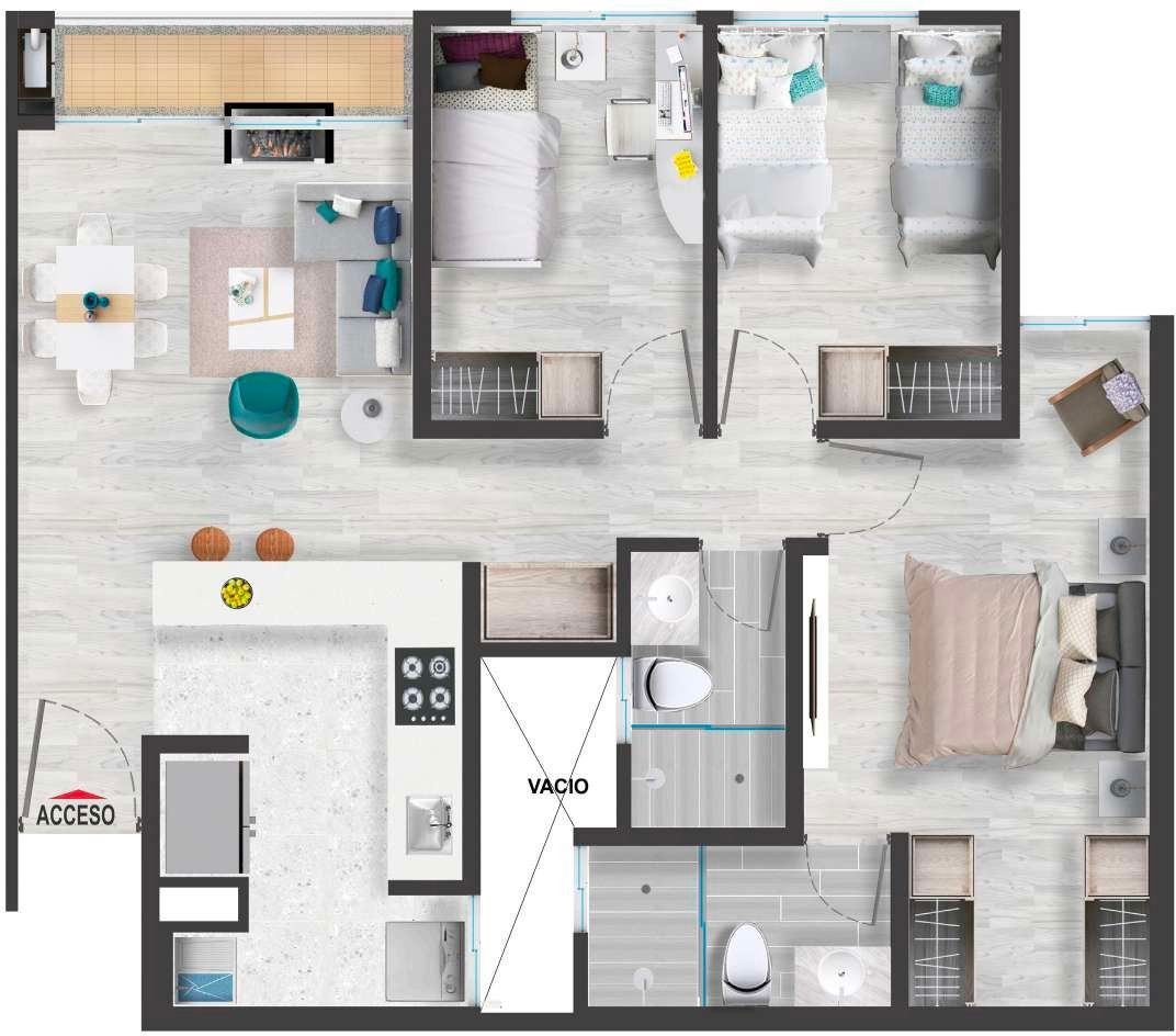 Proyectos en Construcción Miramont Park Apartamento en venta Cundinamarca Bogotá Santa Teresa 70 m2 Habitaciones 3 Baños 2 Garajes 1 Precio $554860000
