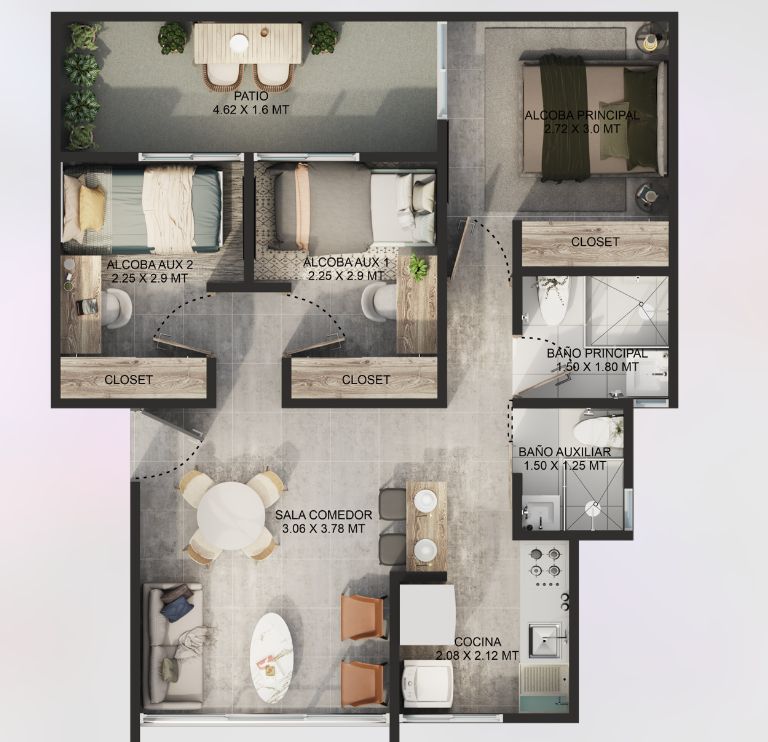 Proyectos Vivienda Nueva Montebonito Apartamentos Apartamento en venta Risaralda Dosquebradas Frailes 51 m2 Habitaciones 3 Baños 2 Garajes 1 Precio $206772500