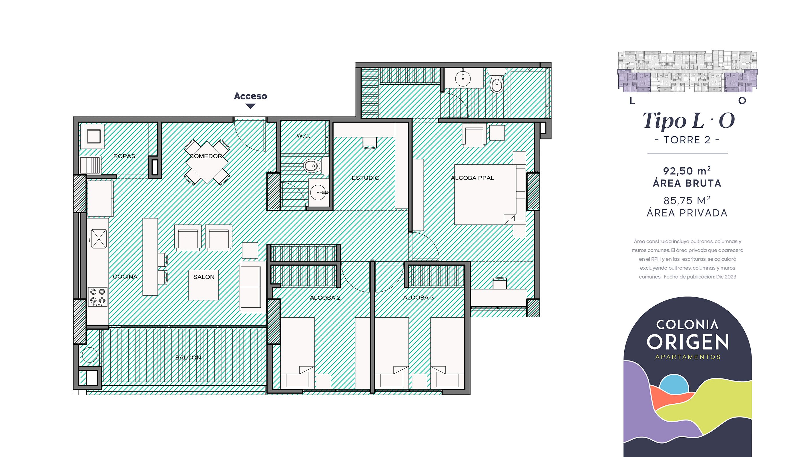 Proyectos Vivienda Nueva Colonia Ciudad Habitacional - Colonia Origen Apartamento en venta Antioquia Medellín Medellín 85 m2 Habitaciones 3 Baños 2 Garajes 1 Precio $665375000