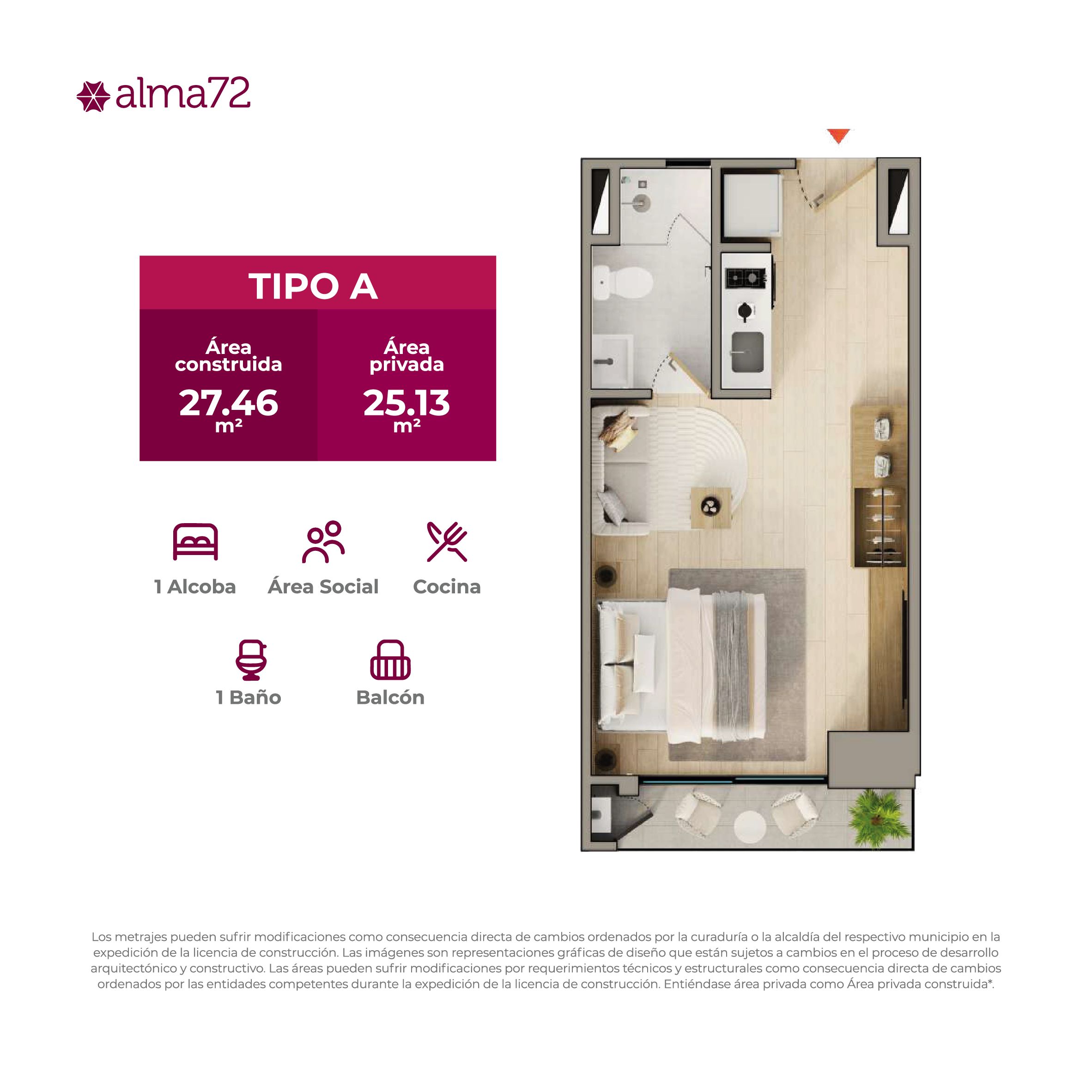 en undefined Undefined Undefined Undefined 26 m2 Habitaciones 1 Baños 1 Garajes 0 Precio $296000000