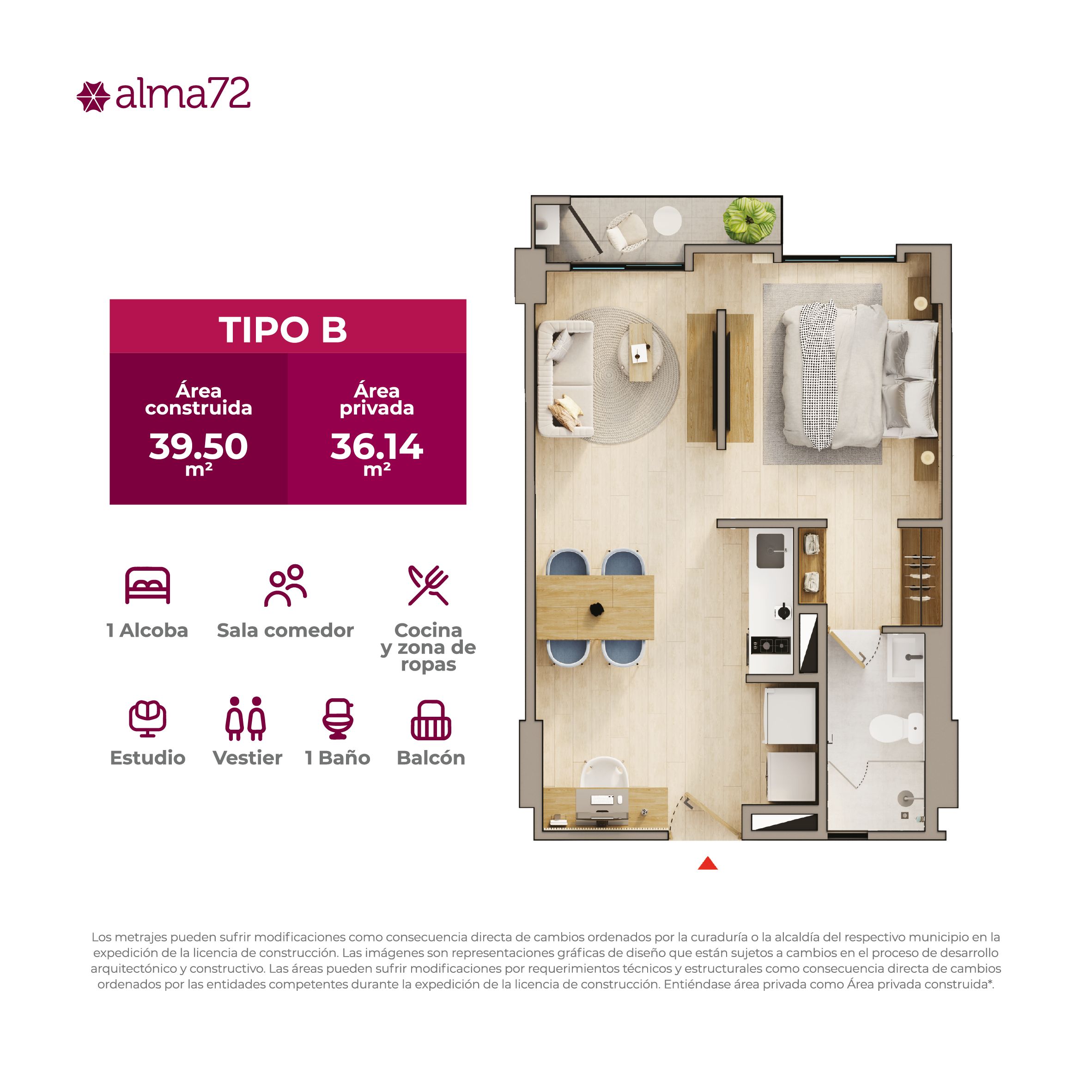 en undefined Undefined Undefined Undefined 39 m2 Habitaciones 1 Baños 1 Garajes 0 Precio $442000000