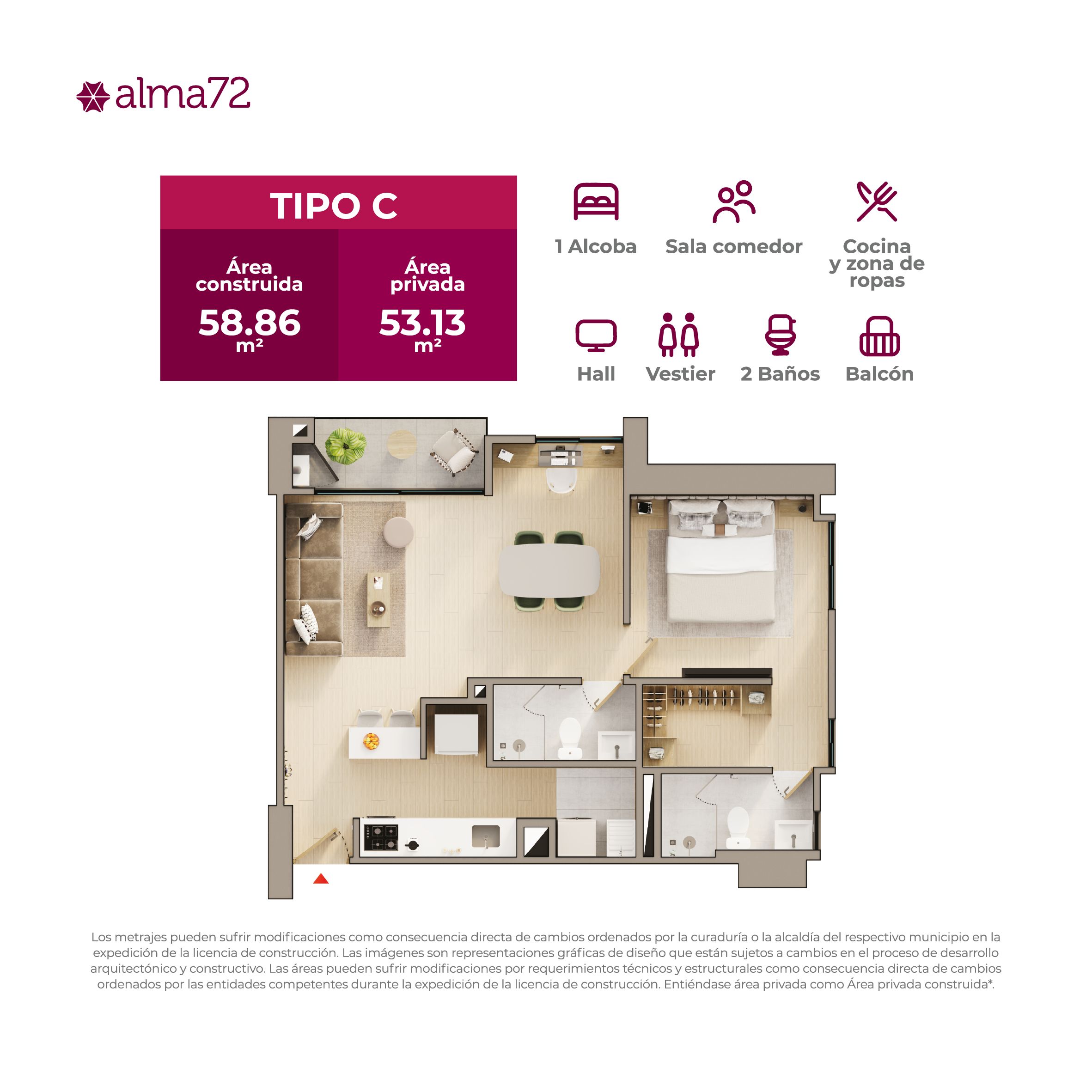 en undefined Undefined Undefined Undefined 58 m2 Habitaciones 1 Baños 1 Precio $702930000