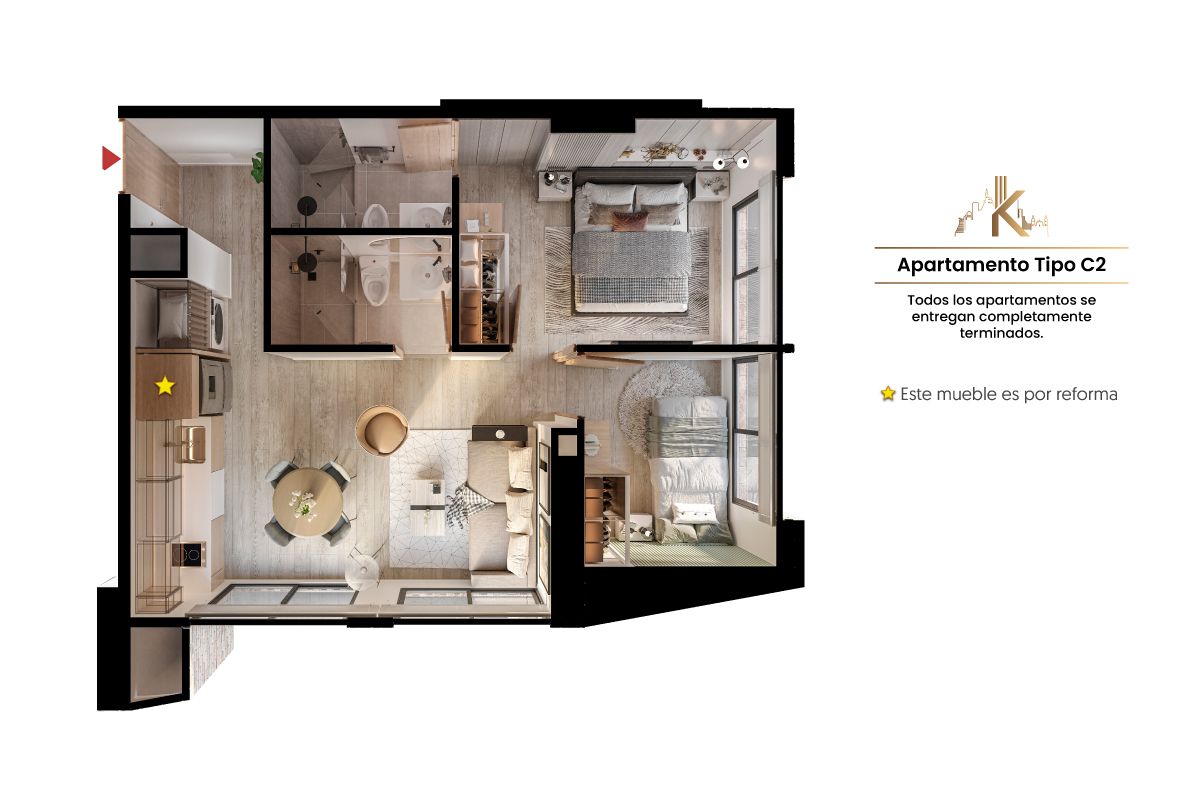 Vivienda No VIS Epi - K 19 Apartamento en venta Cundinamarca Bogotá Las Nieves 48 m2 Habitaciones 2 Baños 2 Garajes 0 Precio $565400000