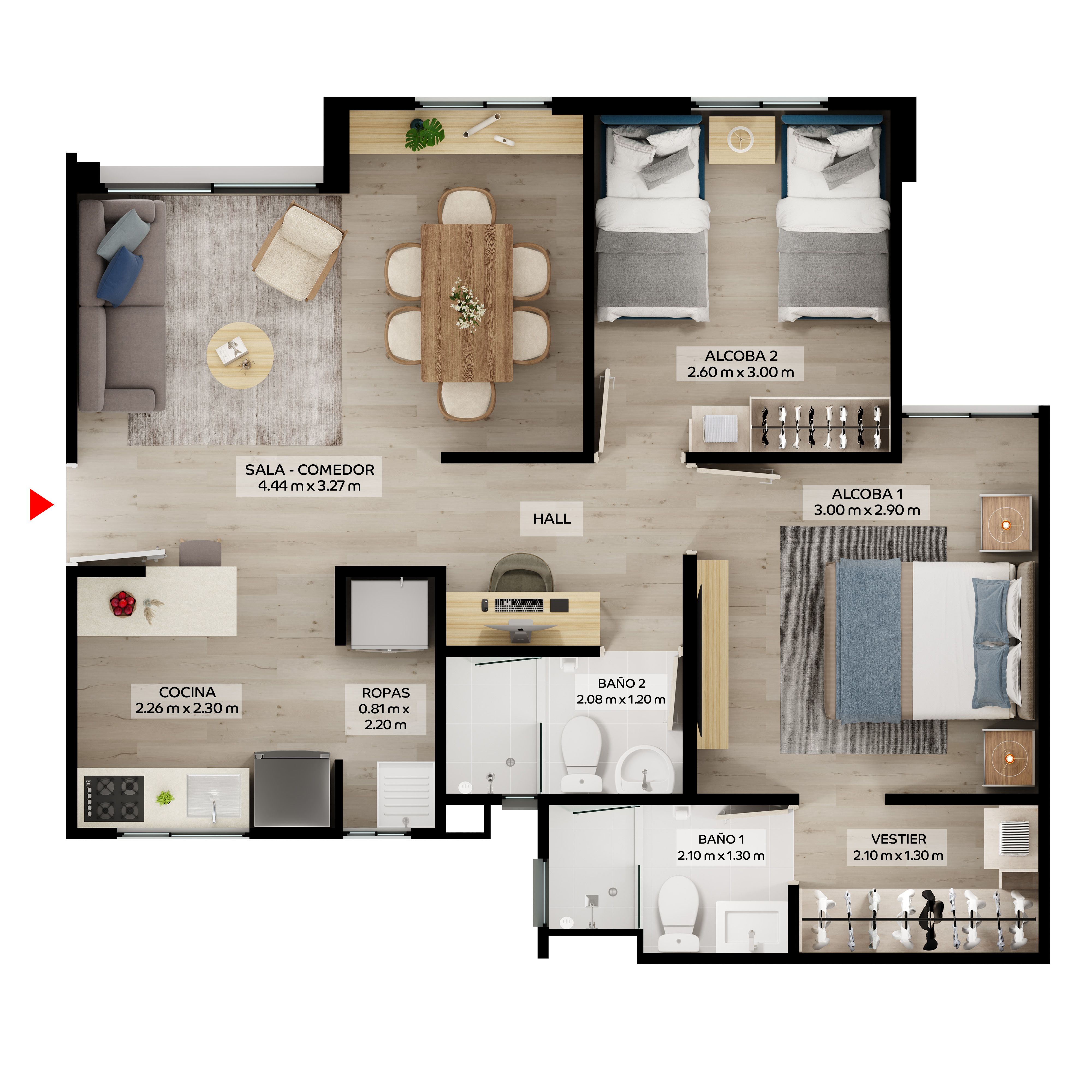 Proyectos Vivienda Nueva Alondra Apartamento en venta Cundinamarca Tocancipá Vereda Verganzo 56 m2 Habitaciones 2 Baños 2 Garajes 0 Precio $237150000