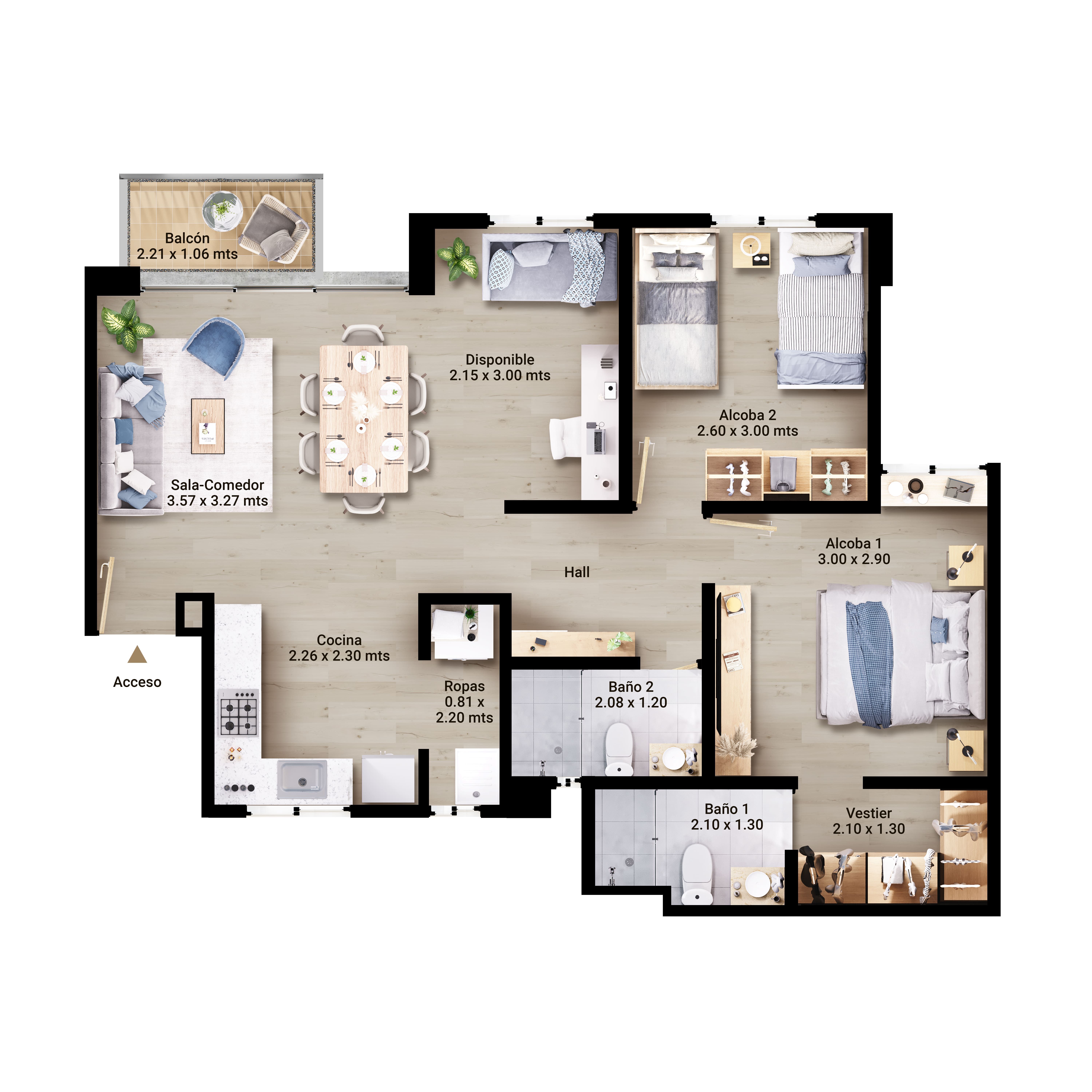 Proyectos Vivienda Nueva Alondra Apartamento en venta Cundinamarca Tocancipá Vereda Verganzo 61 m2 Habitaciones 2 Baños 2 Garajes 1 Precio $226350000