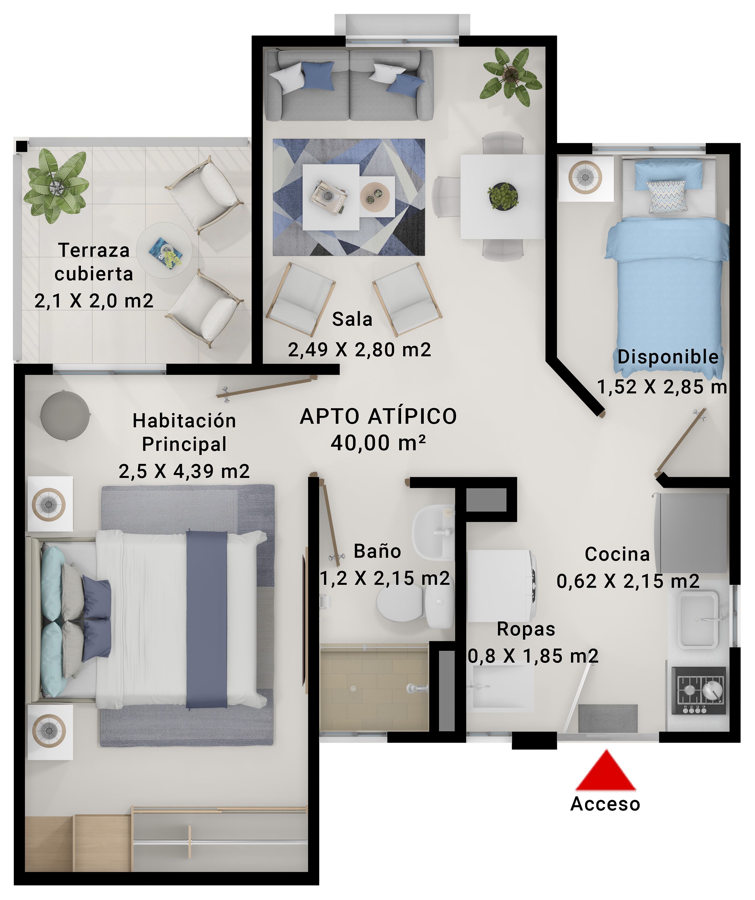 Proyectos Vivienda Nueva Siena Apartamento en venta Tolima Ibagué Via Mirolindo 42 m2 Habitaciones 2 Baños 1 Garajes 0 Precio $135810000