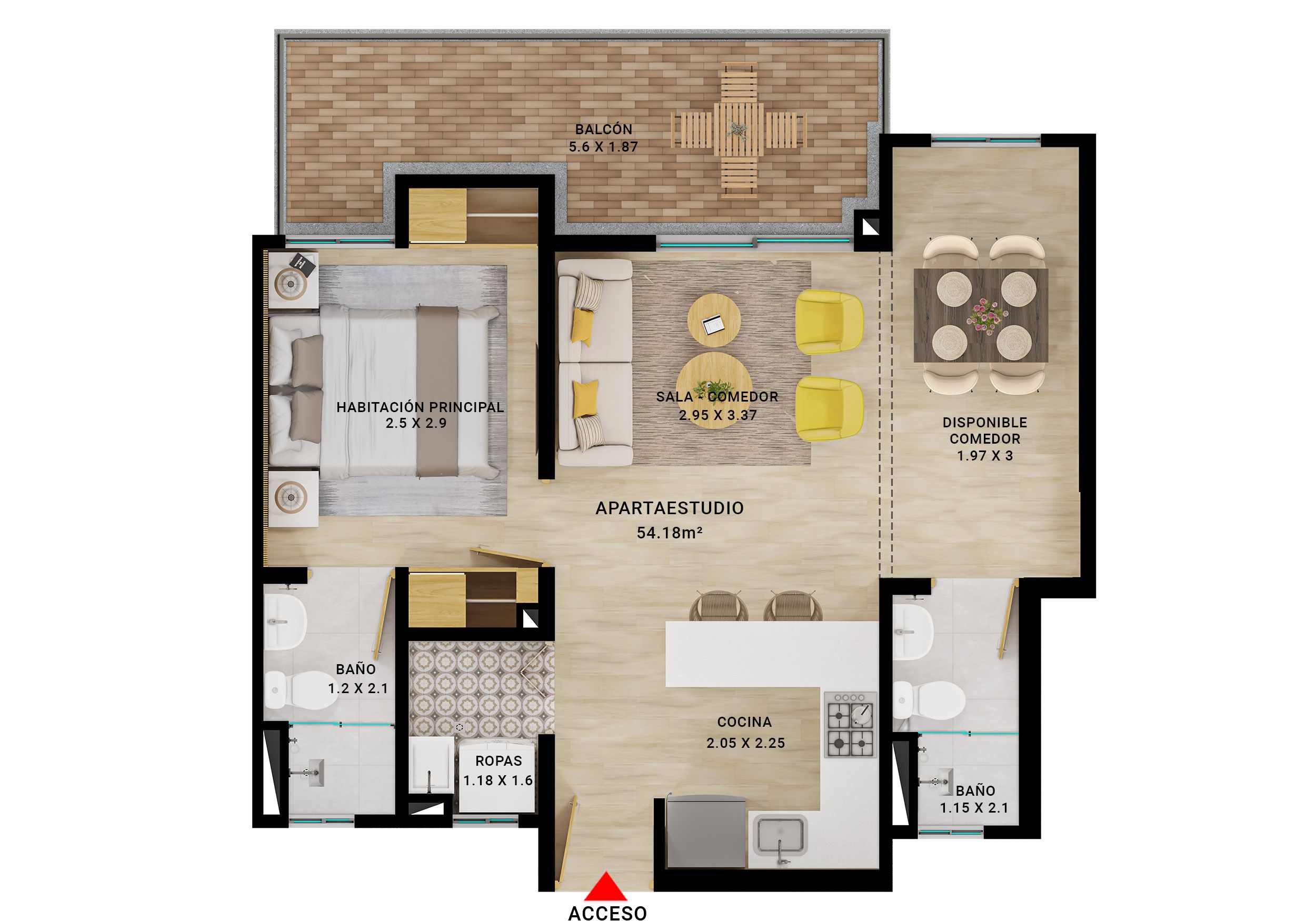 en undefined Undefined Undefined Undefined 44 m2 Habitaciones 2 Baños 2 Precio $203715000