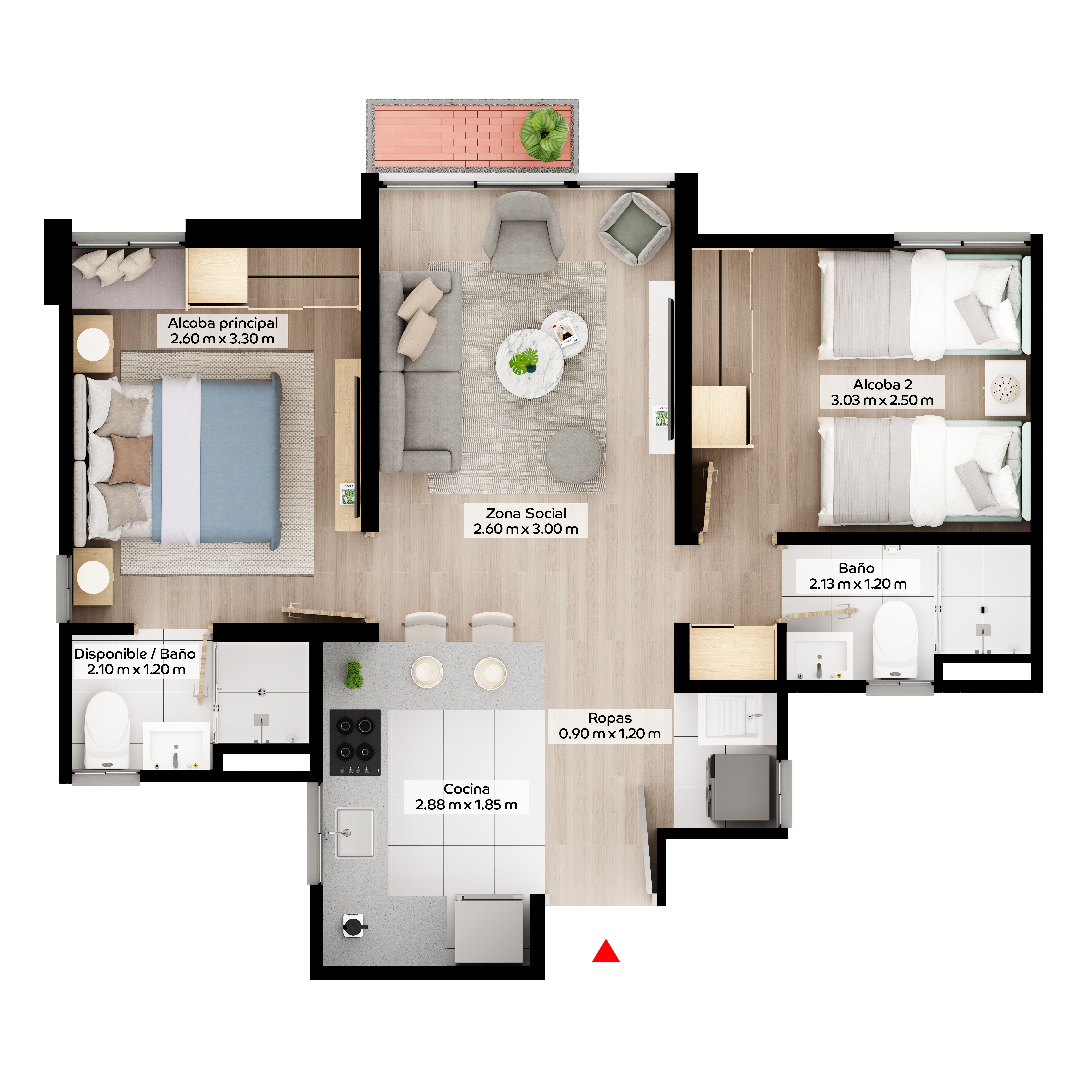 Proyectos Vivienda Nueva Mirla Apartamento en venta Cundinamarca Soacha Salitre Sur 46 m2 Habitaciones 2 Baños 2 Garajes 0 Precio $201100000