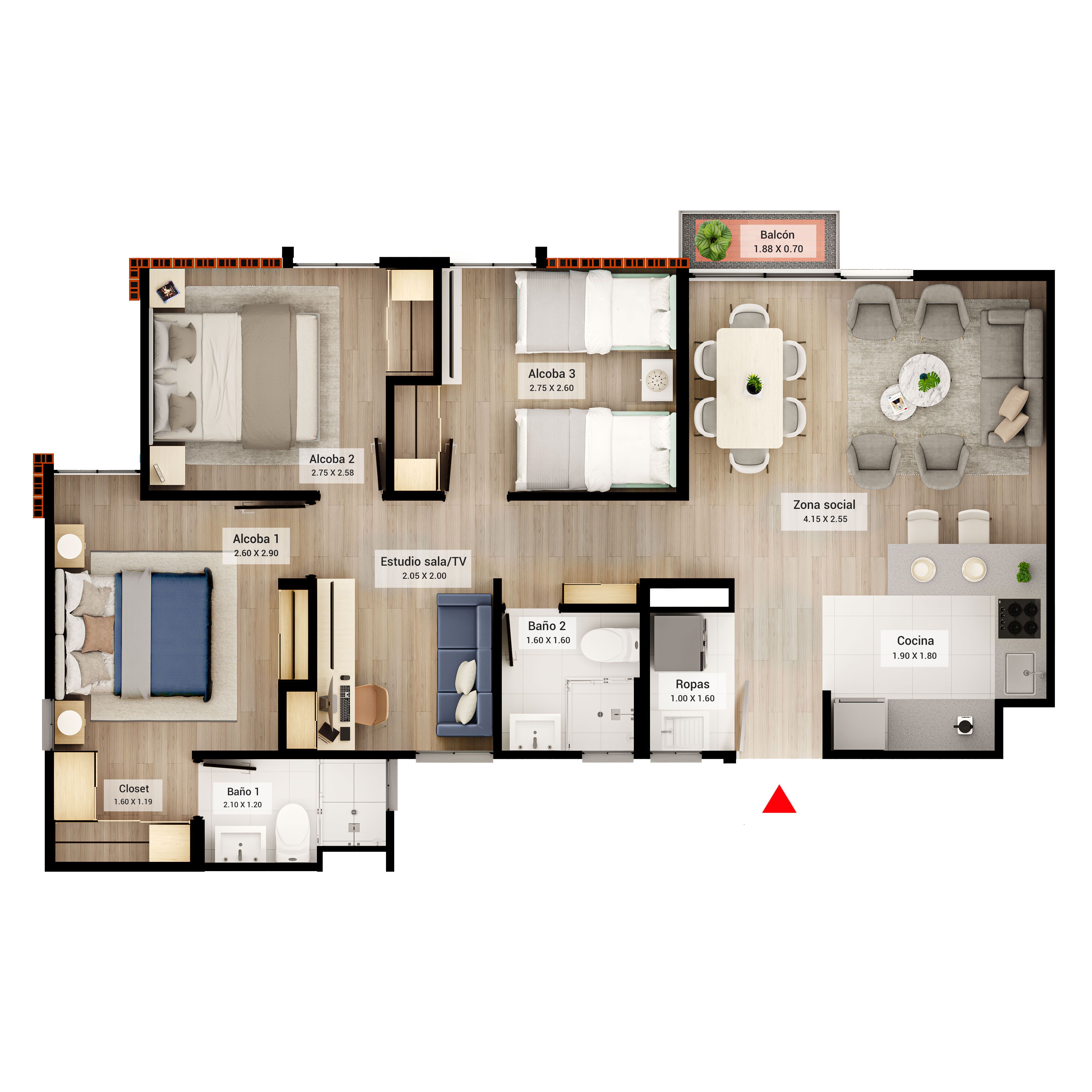 Proyectos Vivienda Nueva Mirla Apartamento en venta Cundinamarca Soacha Salitre Sur 69 m2 Habitaciones 3 Baños 2 Garajes 0 Precio $266500000