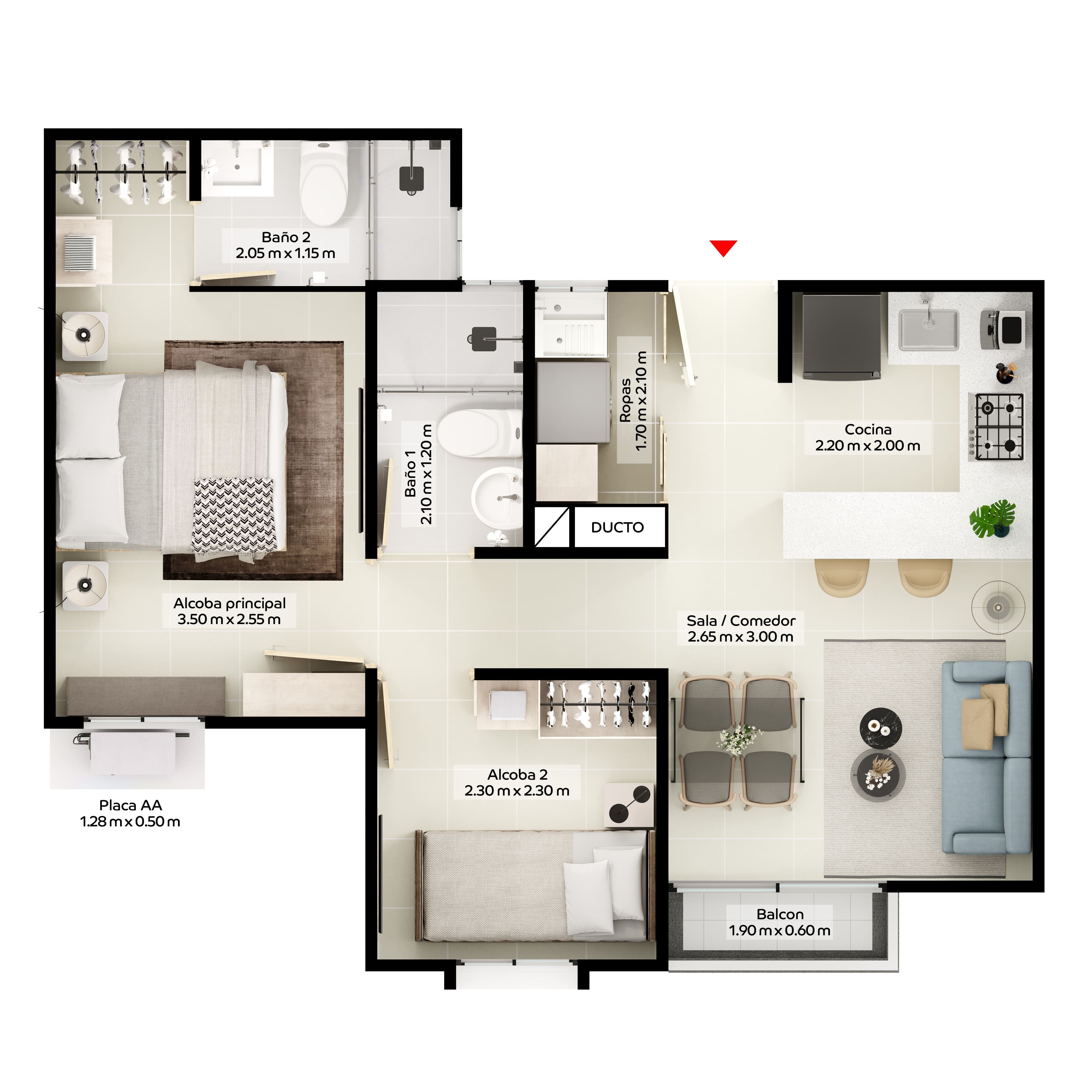 Proyectos Vivienda Nueva Mirasol Apartamento en venta Atlántico Barranquilla Villa San Pablo 45 m2 Habitaciones 2 Baños 2 Garajes 0 Precio $135810000