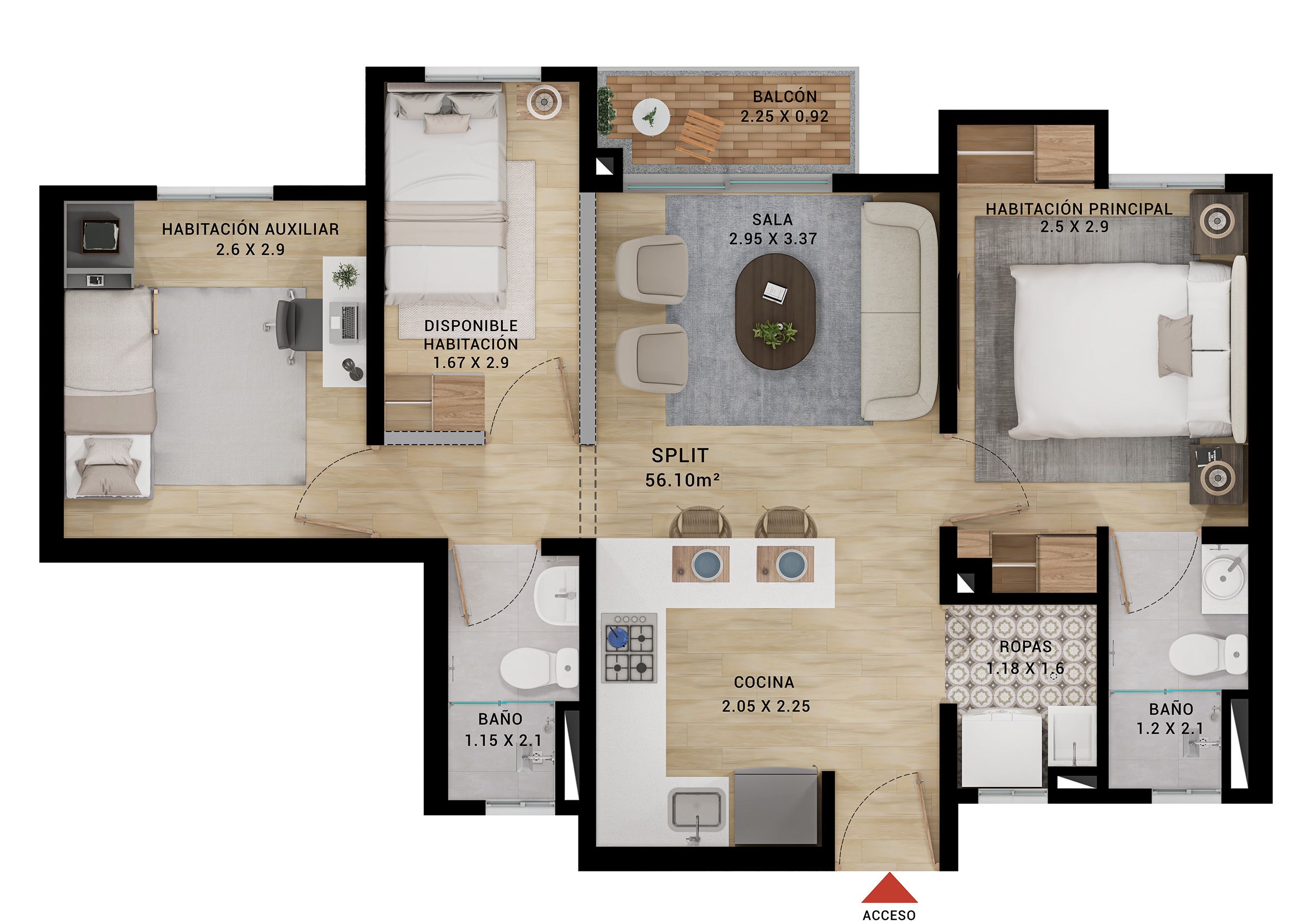 Proyectos Vivienda Nueva Torino Apartamento en venta Tolima Ibagué Santa Cruz 56 m2 Habitaciones 2 Baños 2 Garajes 1 Precio $230000000