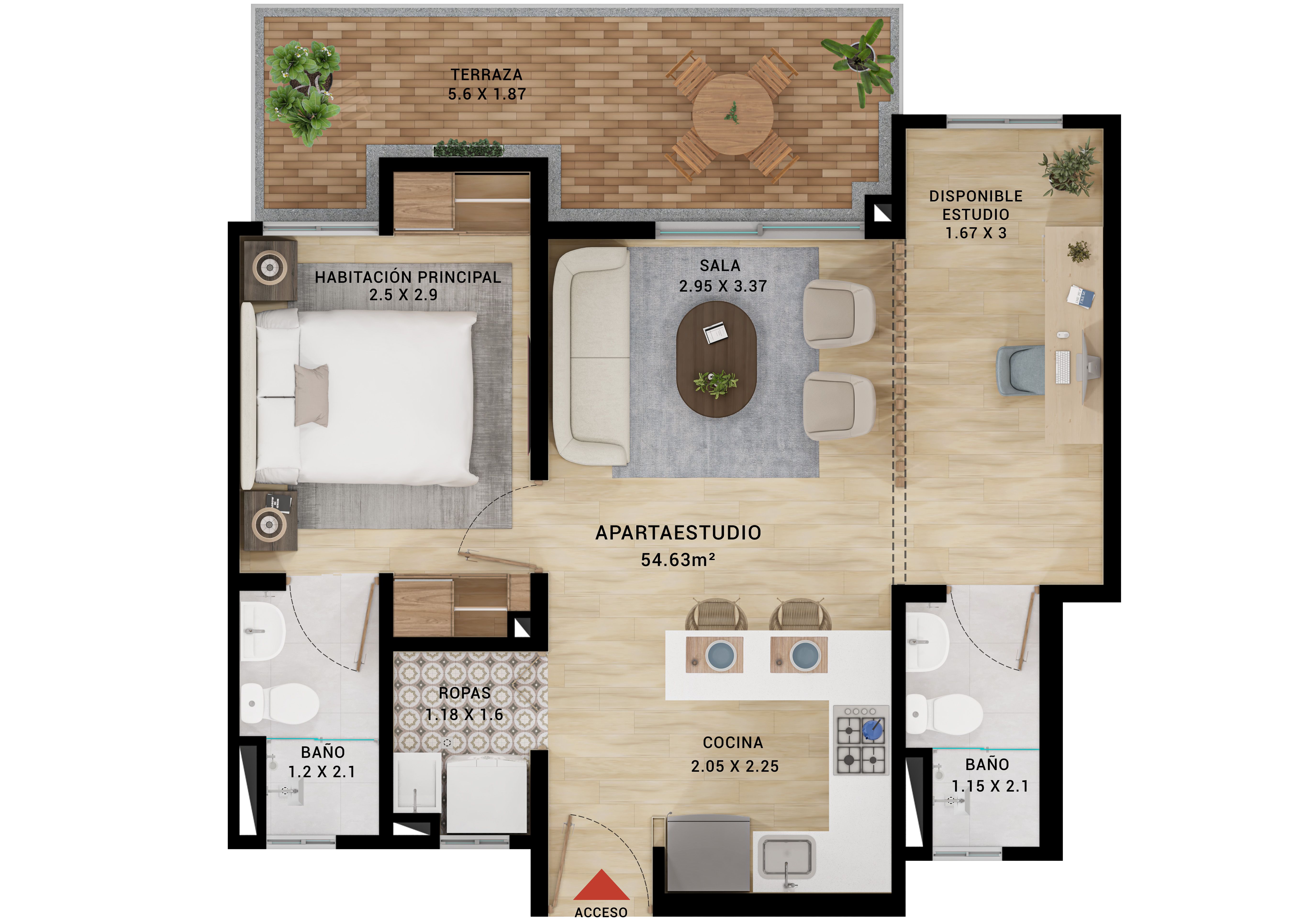 Proyectos Vivienda Nueva Torino Apartamento en venta Tolima Ibagué Santa Cruz 54 m2 Habitaciones 1 Baños 2 Garajes 1 Precio $230000000