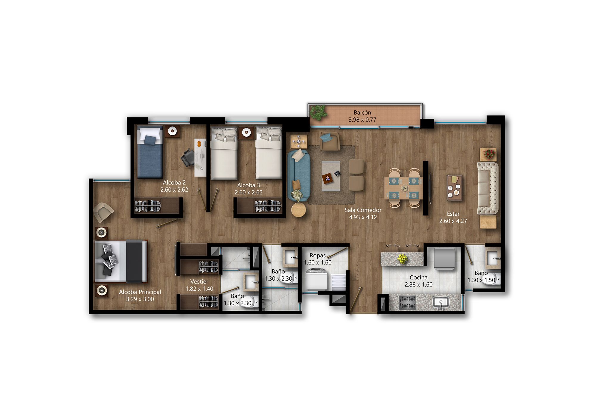 Proyectos Vivienda Nueva Ciprés De La Florida Apartamento en venta Cundinamarca Bogotá Gran Granada 96 m2 Habitaciones 3 Baños 3 Garajes 1 Precio $588000000