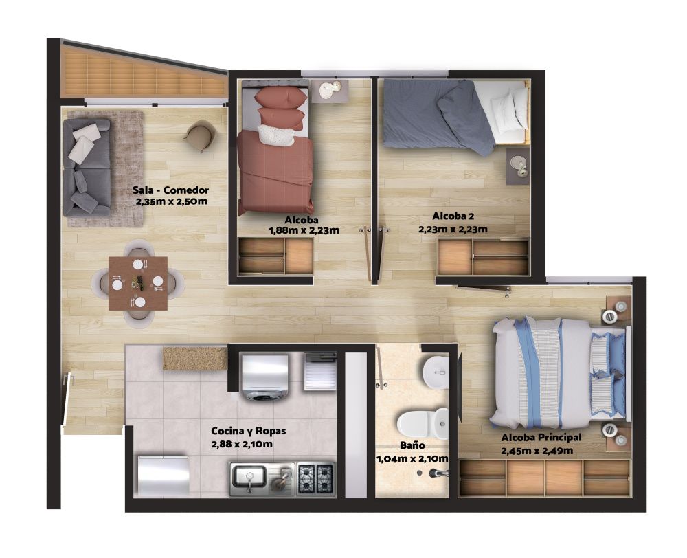 Proyectos Vivienda Nueva Urbania Bio Apartamento en venta Cundinamarca Bogotá Las Brisas 44 m2 Habitaciones 3 Baños 1 Garajes 0 Precio $204600000