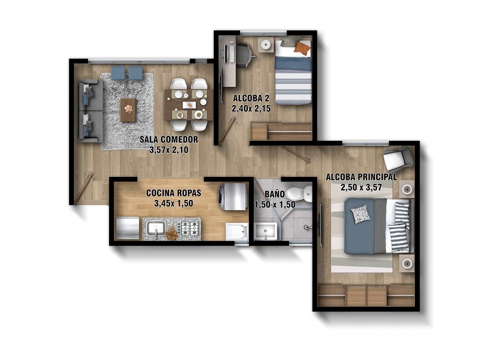 Proyectos Sobre Planos Zefiro Apartamento en venta Cundinamarca Mosquera Mosquera 42 m2 Habitaciones 2 Baños 1 Garajes 0 Precio $193140000