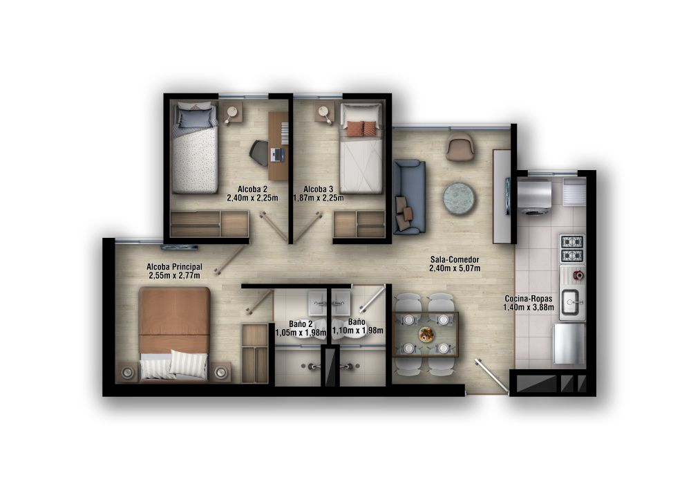 en undefined Undefined Undefined Undefined 45 m2 Habitaciones 3 Baños 2 Precio $216270000