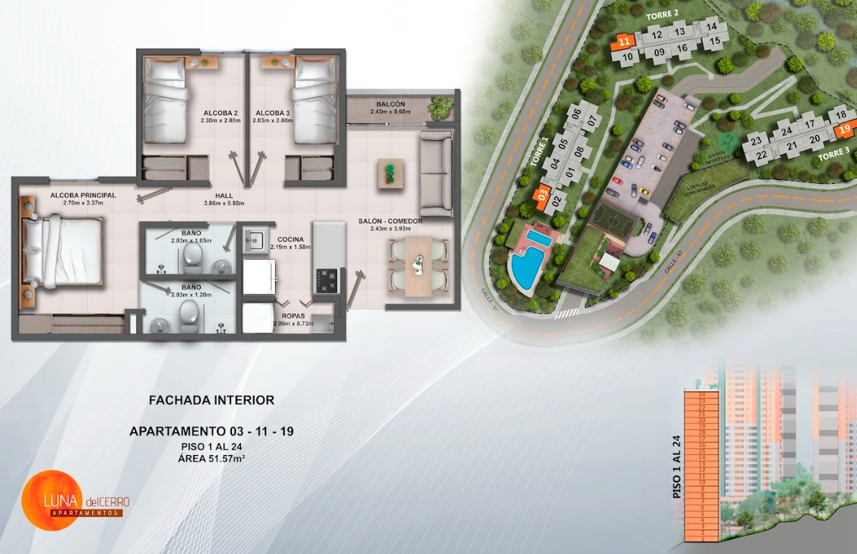 Proyectos en Construcción Luna Del Cerro Apartamento en venta Antioquia Medellín Robledo 53 m2 Habitaciones 3 Baños 2 Garajes 0 Precio $206500000