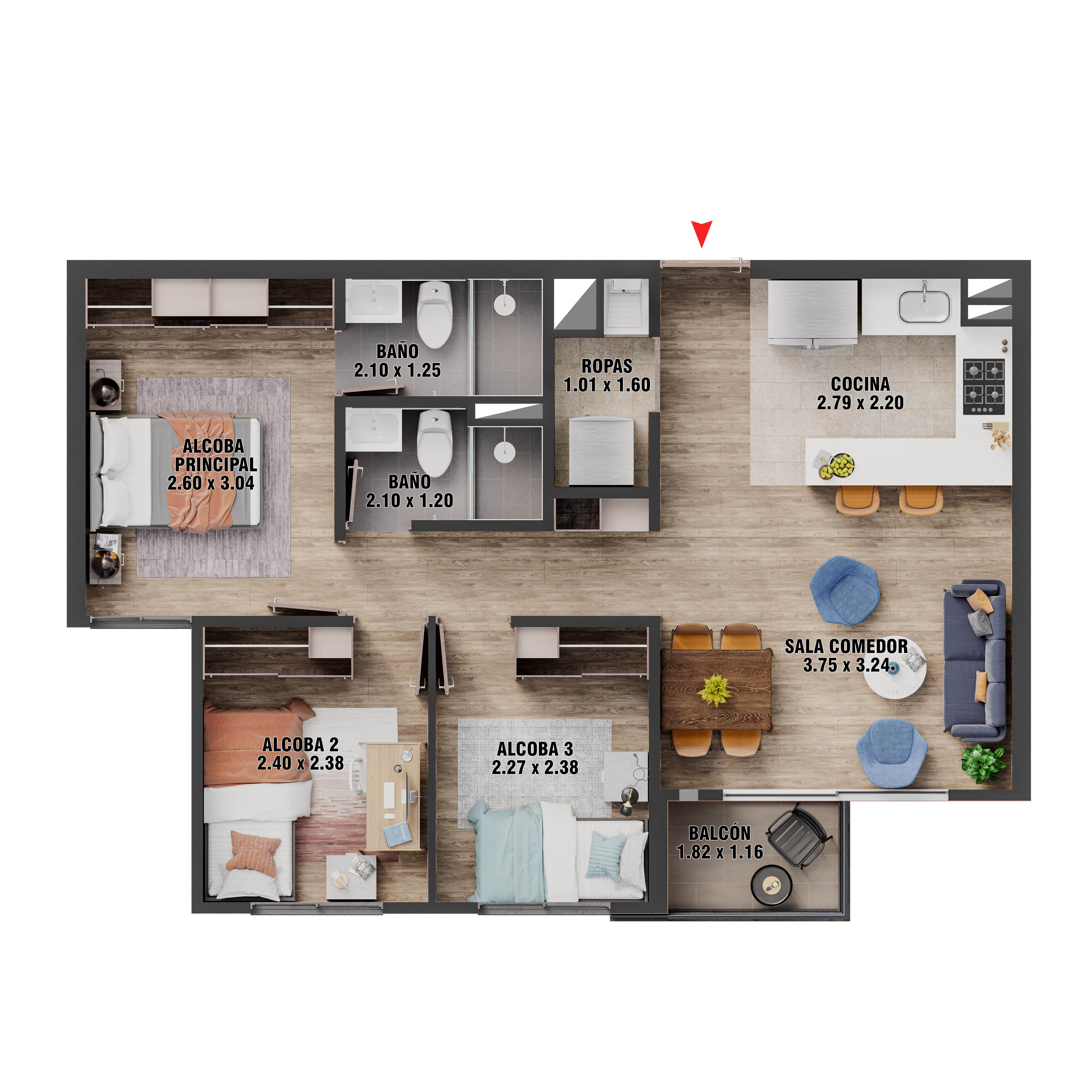 en undefined Undefined Undefined Undefined 54 m2 Habitaciones 3 Baños 2 Garajes 1 Precio $532595000