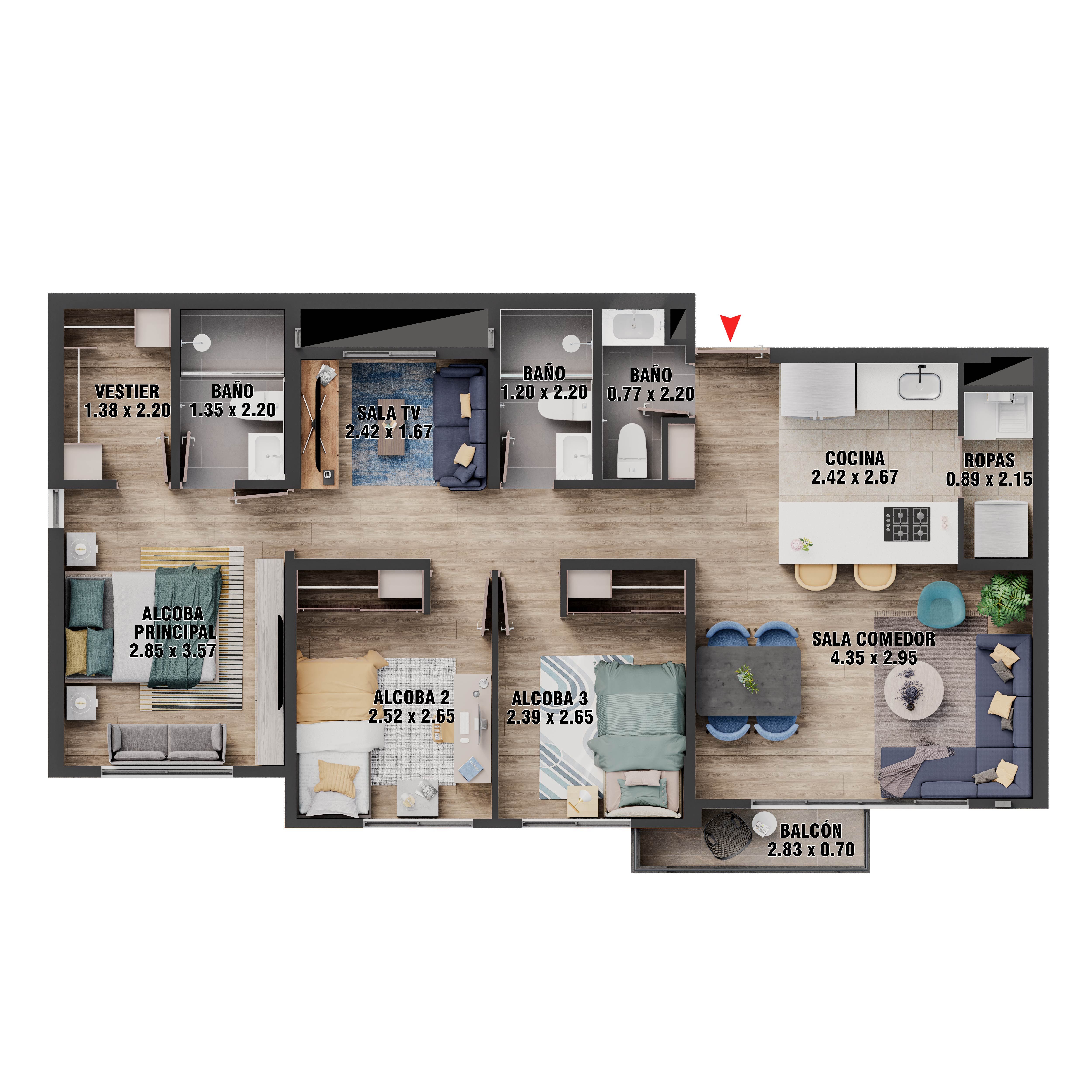 en undefined Undefined Undefined Undefined 72 m2 Habitaciones 3 Baños 2 Garajes 1 Precio $710010000