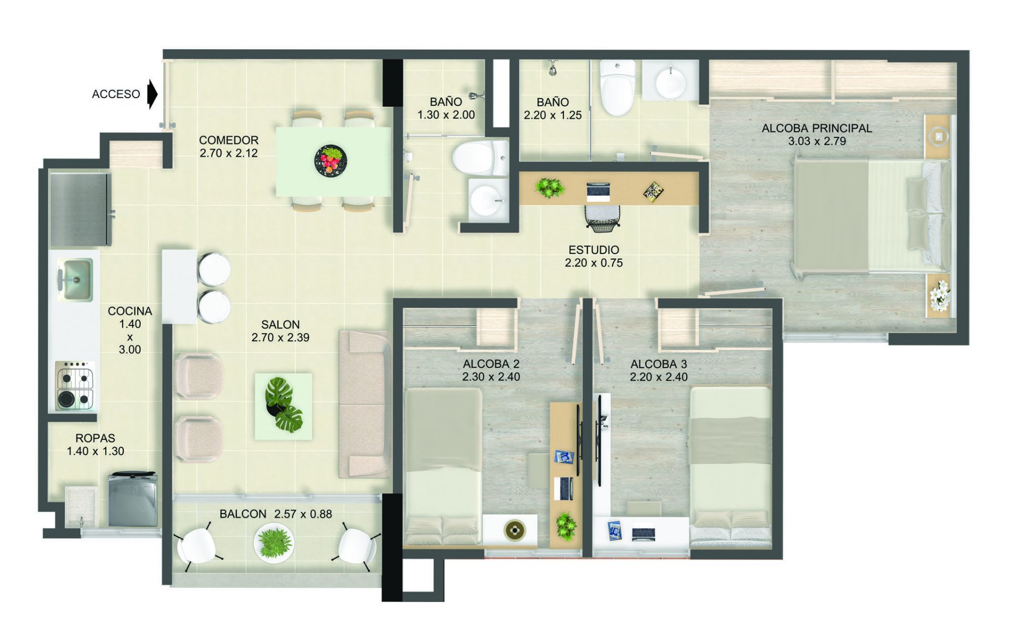 en undefined Undefined Undefined Undefined 61 m2 Habitaciones 3 Baños 2 Precio $368140825