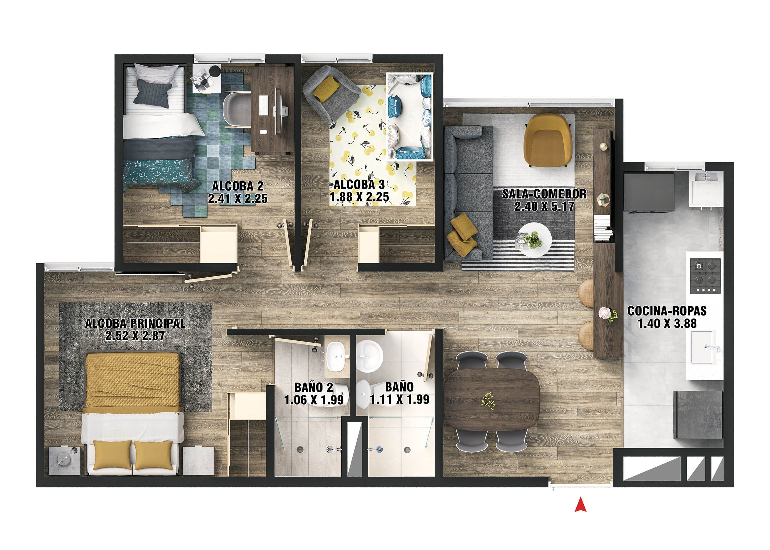 Proyectos Sobre Planos Acanto Apartamento en venta Cundinamarca Bogotá Nuevo Recreo 50 m2 Habitaciones 3 Baños 2 Garajes 0 Precio $229310000