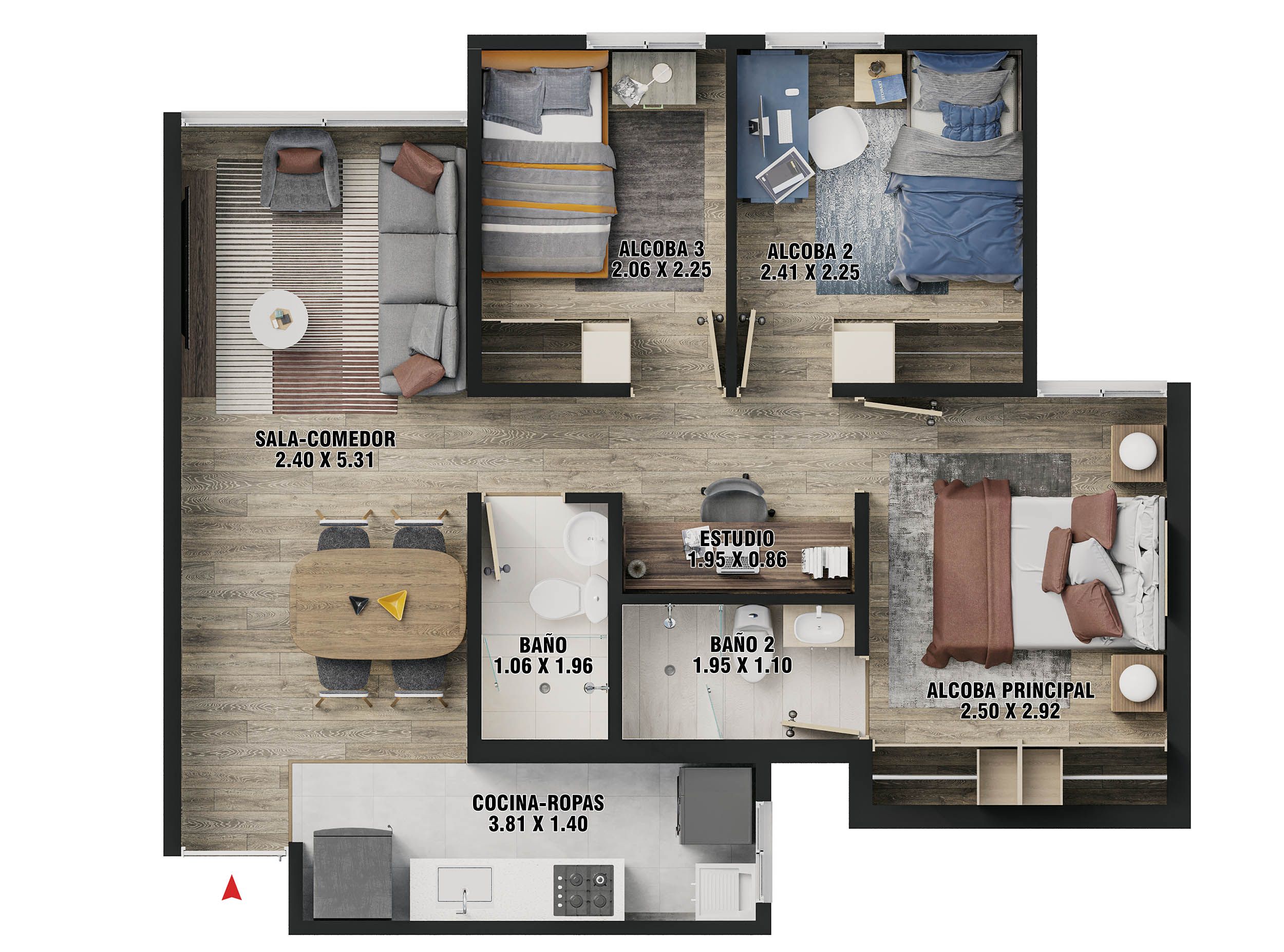 Proyectos Sobre Planos Acanto Apartamento en venta Cundinamarca Bogotá Nuevo Recreo 55 m2 Habitaciones 3 Baños 2 Garajes 0 Precio $253200000