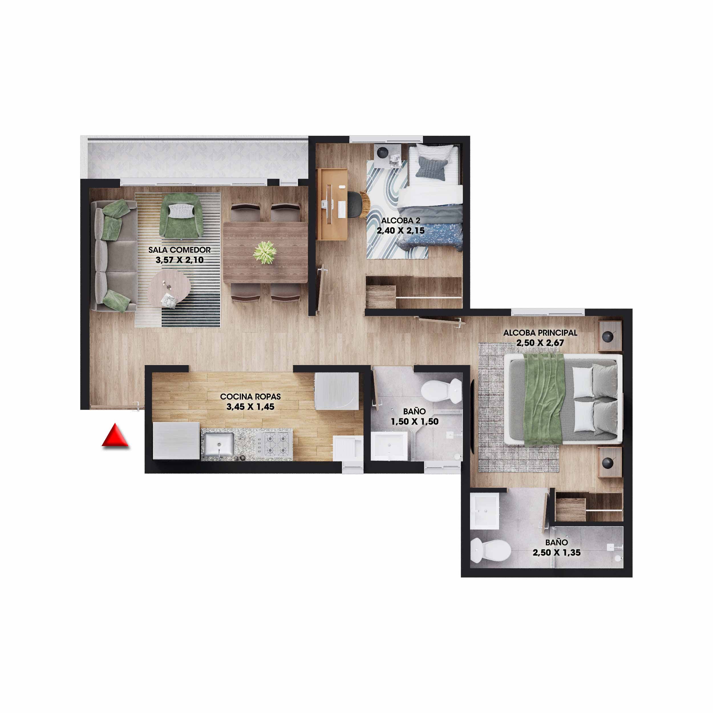 Proyectos Sobre Planos Volare Apartamento en venta Cundinamarca Mosquera Otros 41 m2 Habitaciones 2 Baños 1 Garajes 1 Precio $230000000