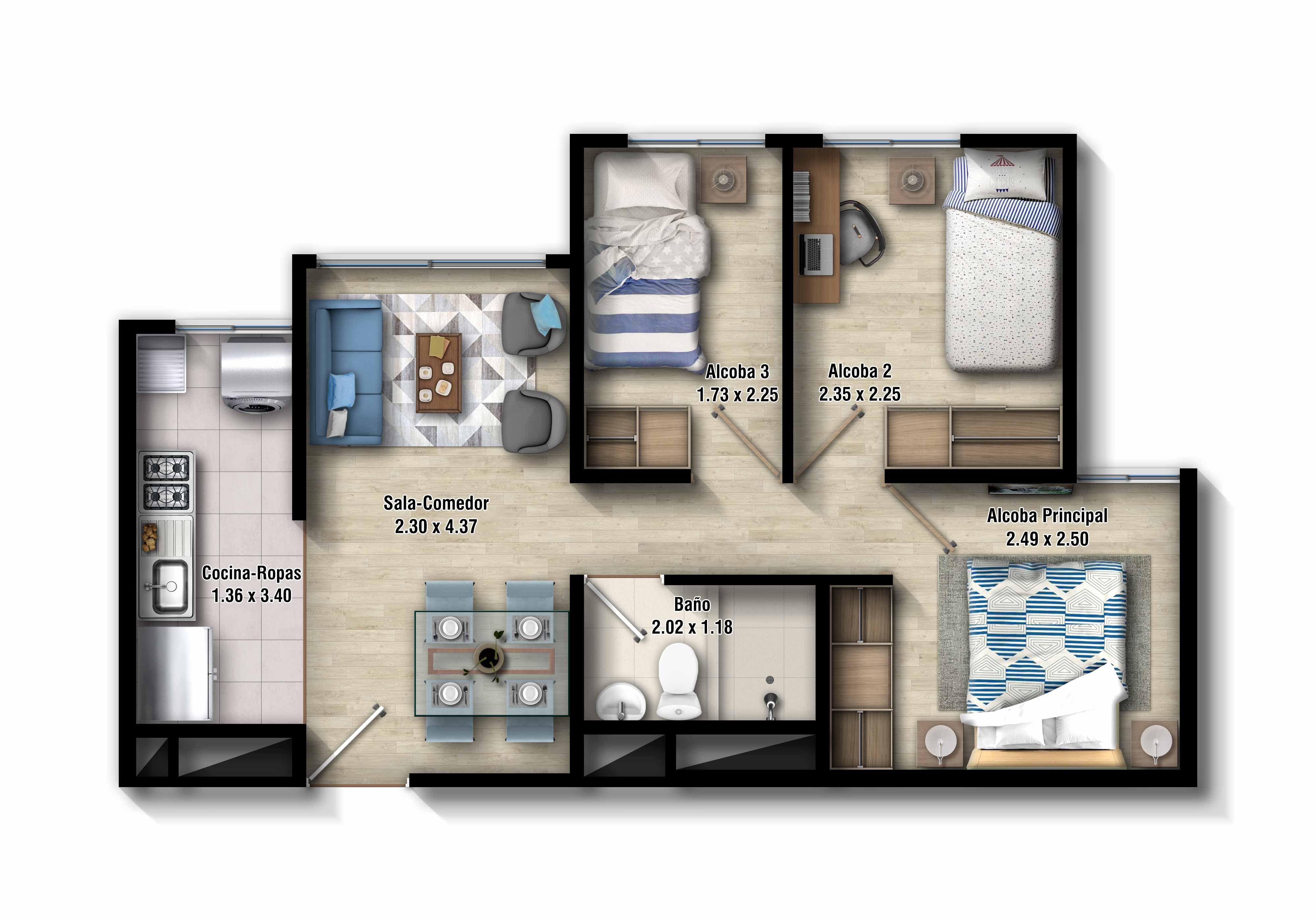 Proyectos Vivienda Nueva Florecer Apartamento en venta Cundinamarca Bogotá Nuevo Recreo 42 m2 Habitaciones 3 Baños 1 Garajes 0 Precio $184900000