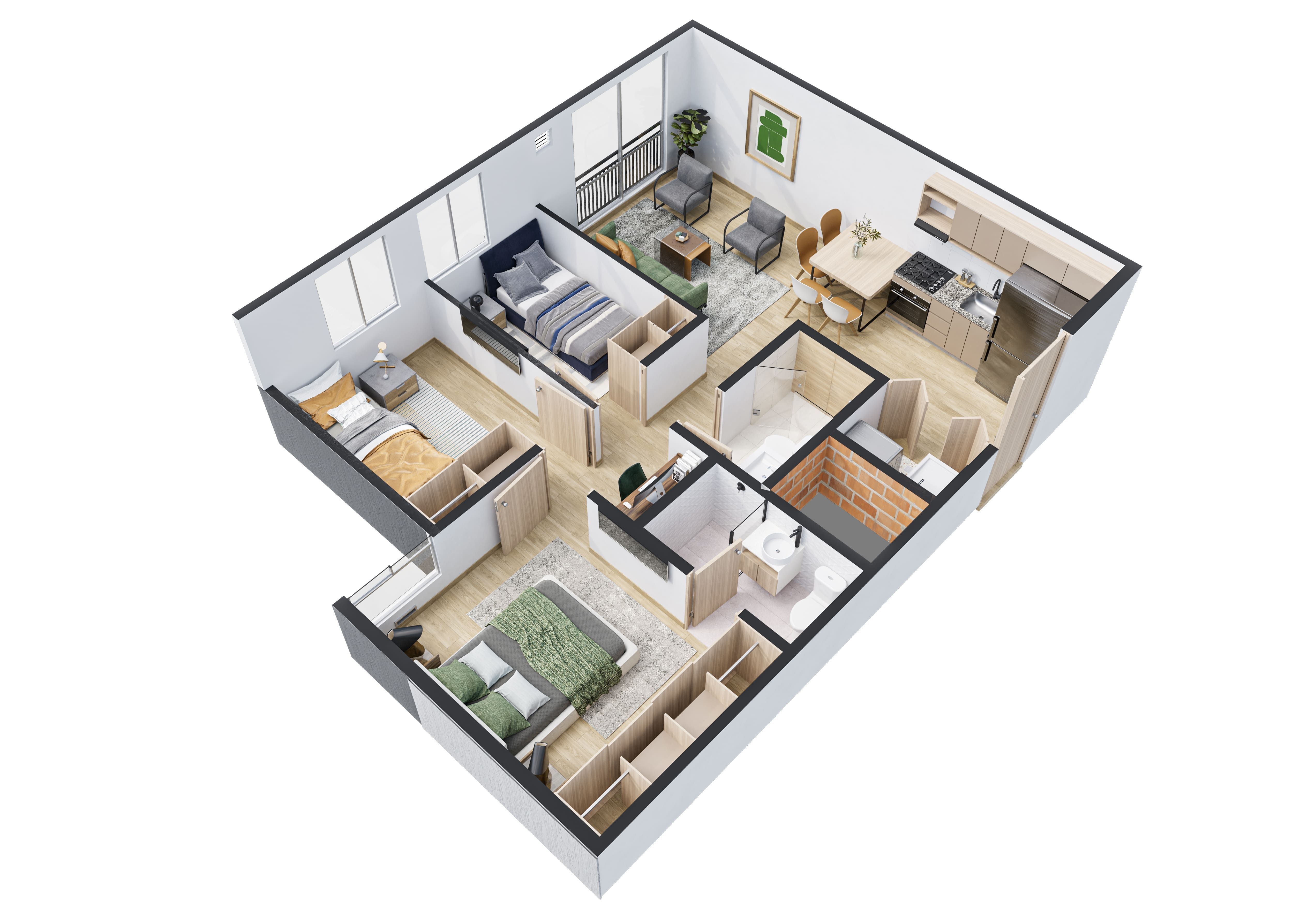 Proyectos Vivienda Nueva Verdi Apartamento en venta Cundinamarca Zipaquirá Zipaquira 52 m2 Habitaciones 3 Baños 2 Garajes 1 Precio $236300000