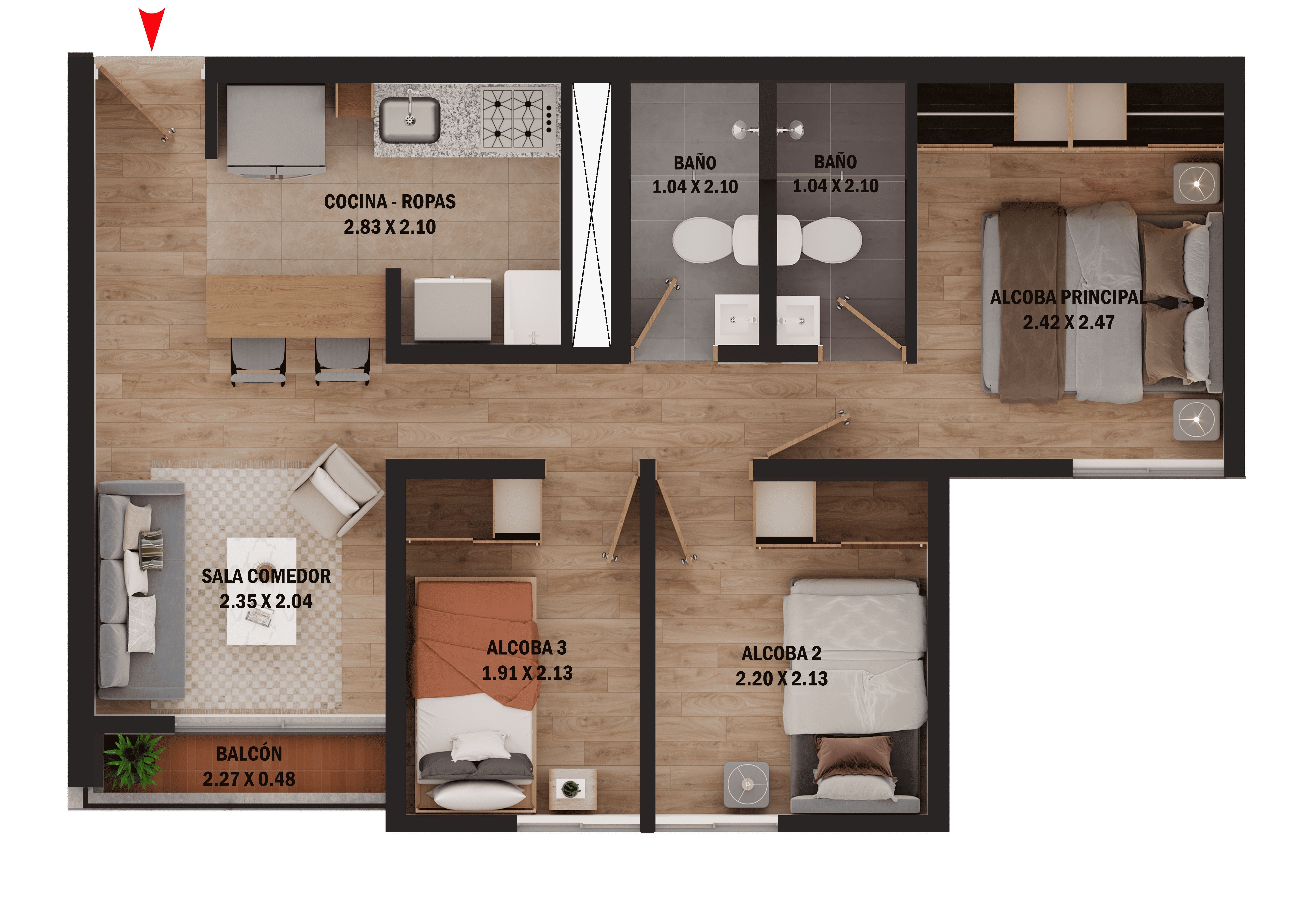 Proyectos Vivienda Nueva Urbania Terra Apartamento en venta Cundinamarca Bogotá Las Brisas 47 m2 Habitaciones 2 Baños 2 Garajes 0 Precio $253200000