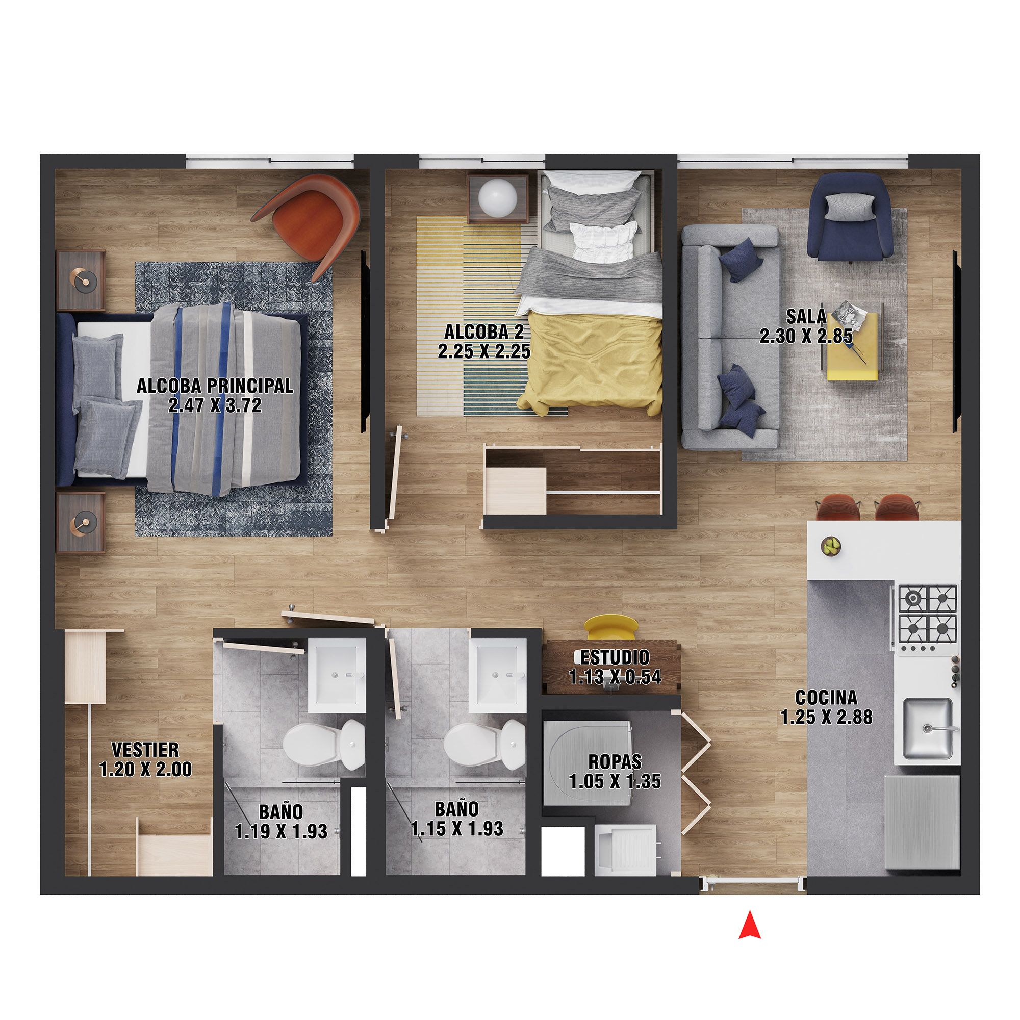 Proyectos Vivienda Nueva Vivopark Apartamento en venta Cundinamarca Bogotá Quintas De La Pradera Zona Franca 44 m2 Habitaciones 2 Baños 1 Garajes 0 Precio $255390000