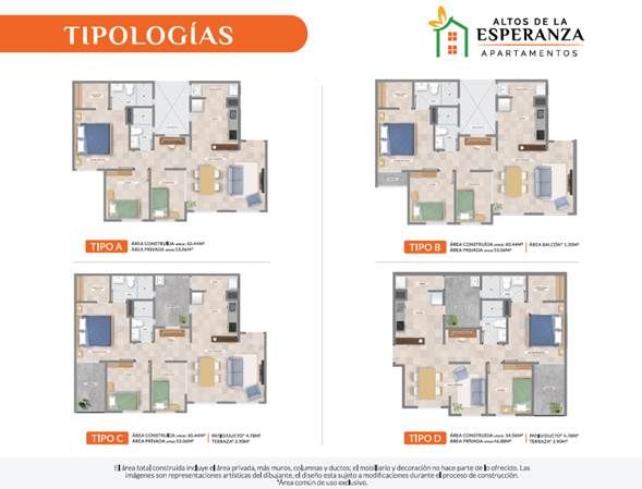 Proyectos Sobre Planos Altos De La Esperanza Apartamento en venta Cundinamarca Funza Siete Trojes 60 m2 Habitaciones 3 Baños 2 Garajes 0 Precio $213524900
