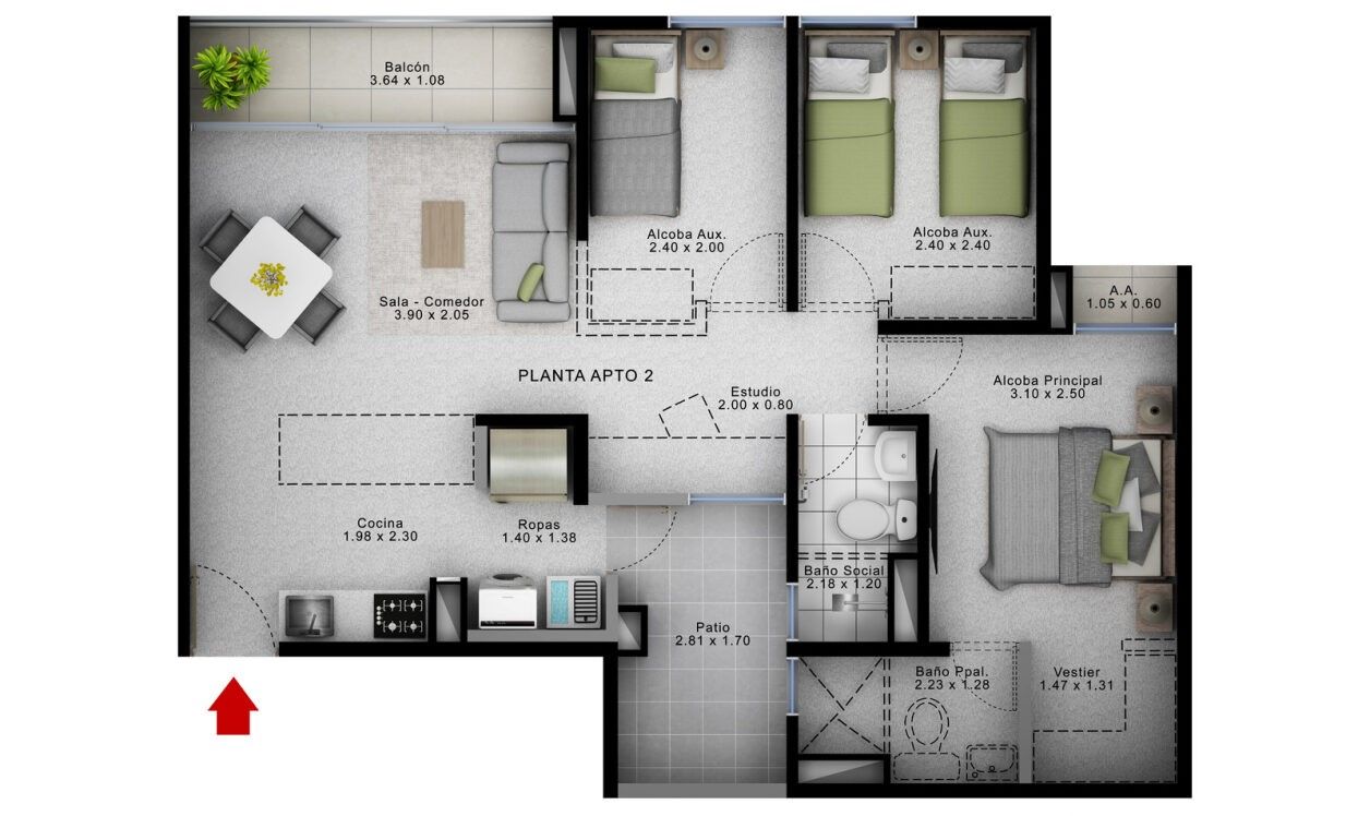 Proyectos Vivienda Nueva Belaterra Praia Apartamento en venta Valle Del Cauca Cali Valle Del Lili 64 m2 Habitaciones 3 Baños 2 Garajes 2 Precio $212550000