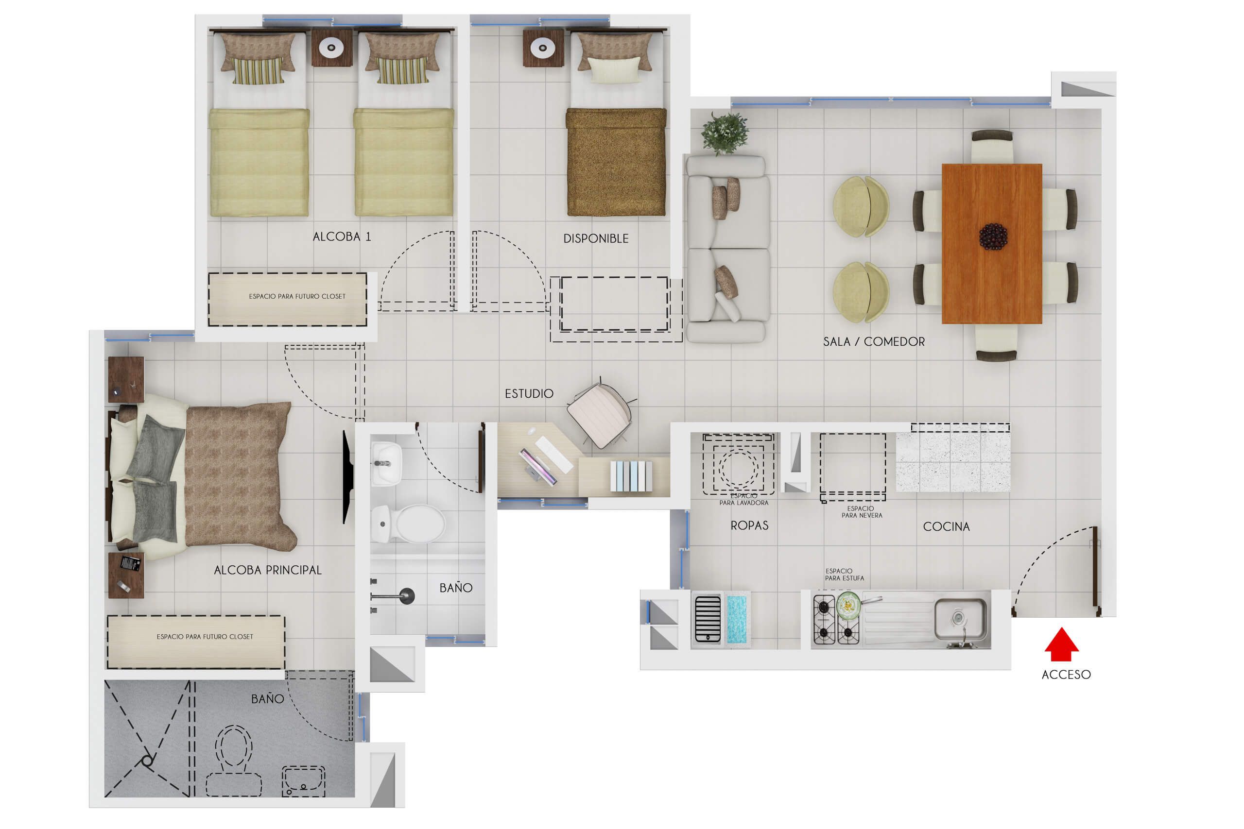 Proyectos Vivienda Nueva Terraza De Miraflores Apartamento en venta Santander Piedecuesta Barro Blanco 51 m2 Habitaciones 2 Baños 2 Garajes 1 Precio $202650000