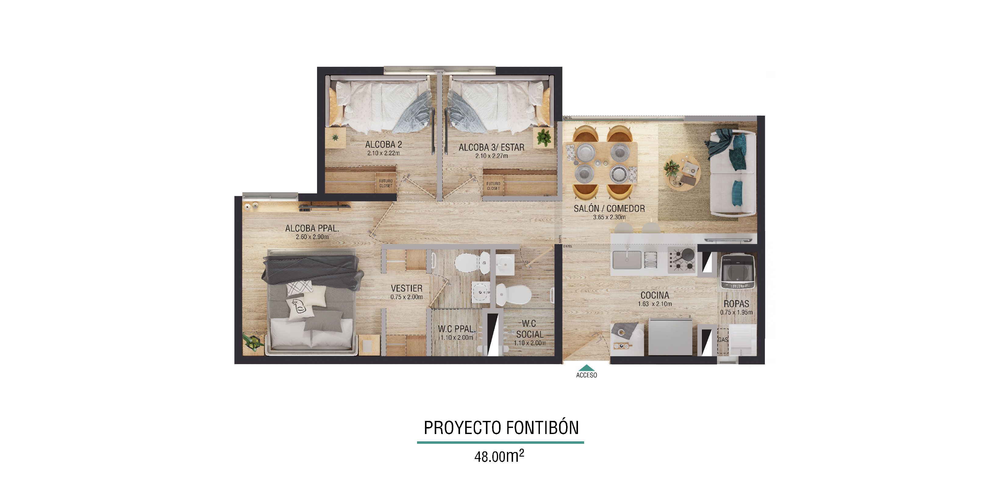 Proyectos Vivienda Nueva Cítrika Apartamento en venta Antioquia Rionegro Rionegro 48 m2 Habitaciones 3 Baños 2 Garajes 0 Precio $209500000