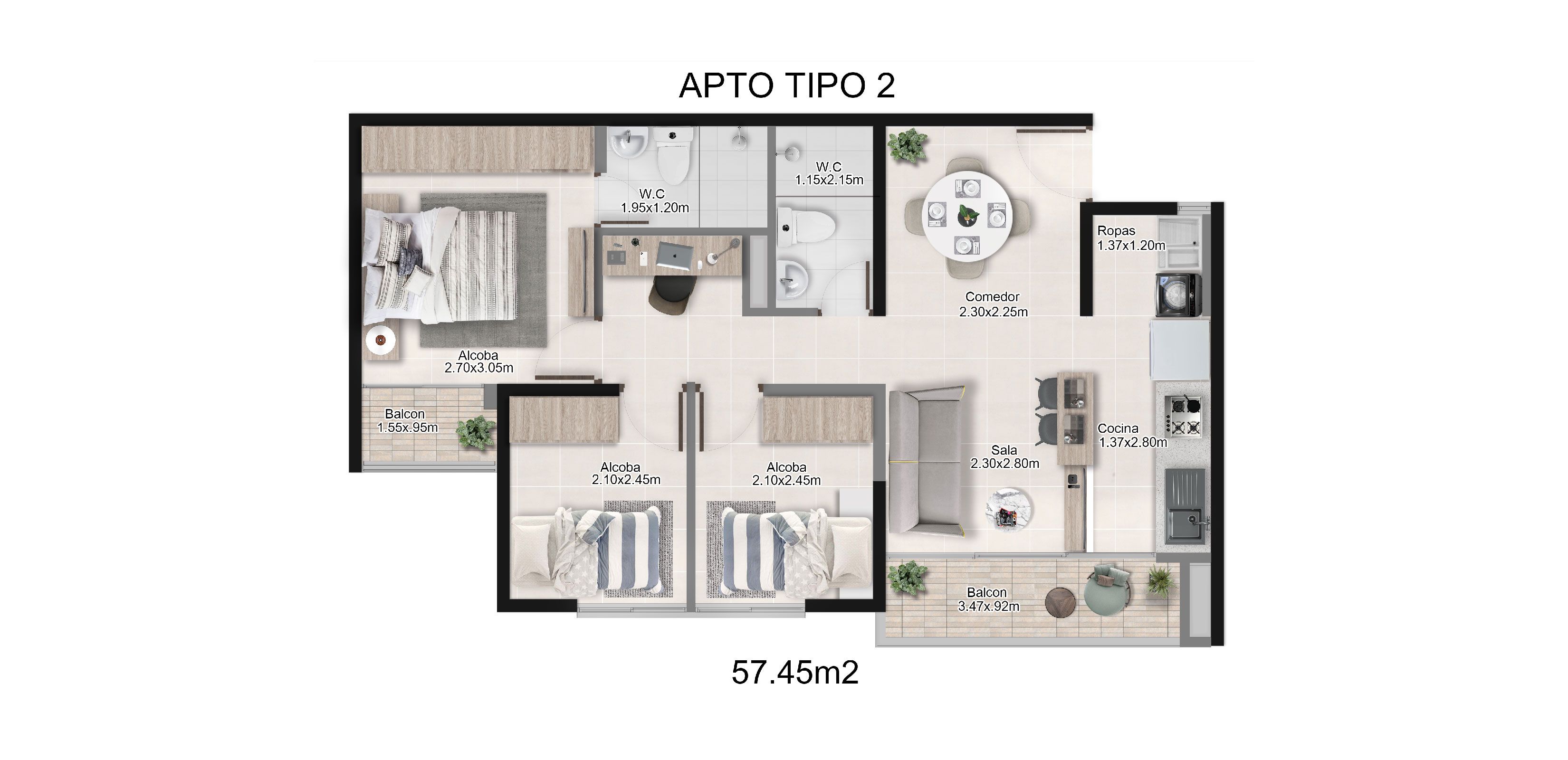 Proyectos Vivienda Nueva Vidanta Apartamento en venta Antioquia Bello Bello 58 m2 Habitaciones 3 Baños 2 Garajes 0 Precio $220000000