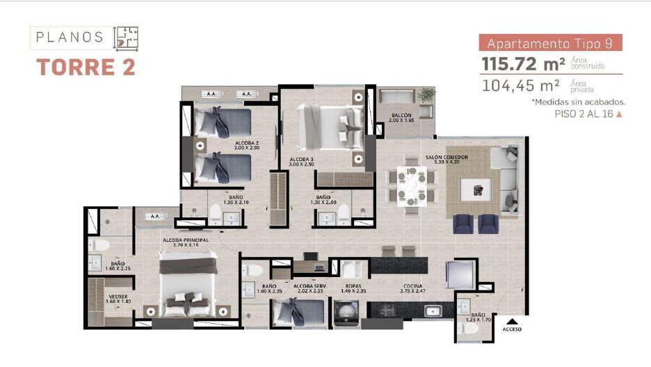 Proyectos Entrega Inmediata Sunset Boulevard Apartamento en venta Atlántico Barranquilla Barranquilla 115 m2 Habitaciones 3 Baños 5 Garajes 1 Precio $784048750