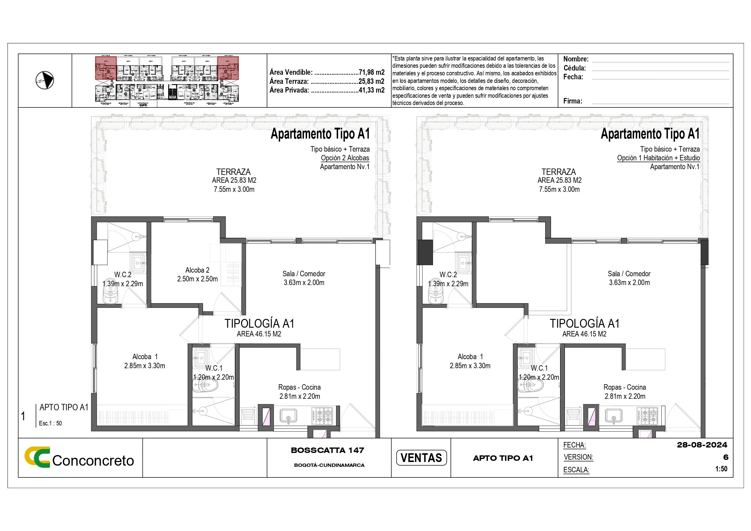 Proyectos Sobre Planos Bosscatta 147 Apartamento en venta Cundinamarca Bogotá Colinas De Suba 71 m2 Habitaciones 1 Baños 2 Garajes 0 Precio $566251000