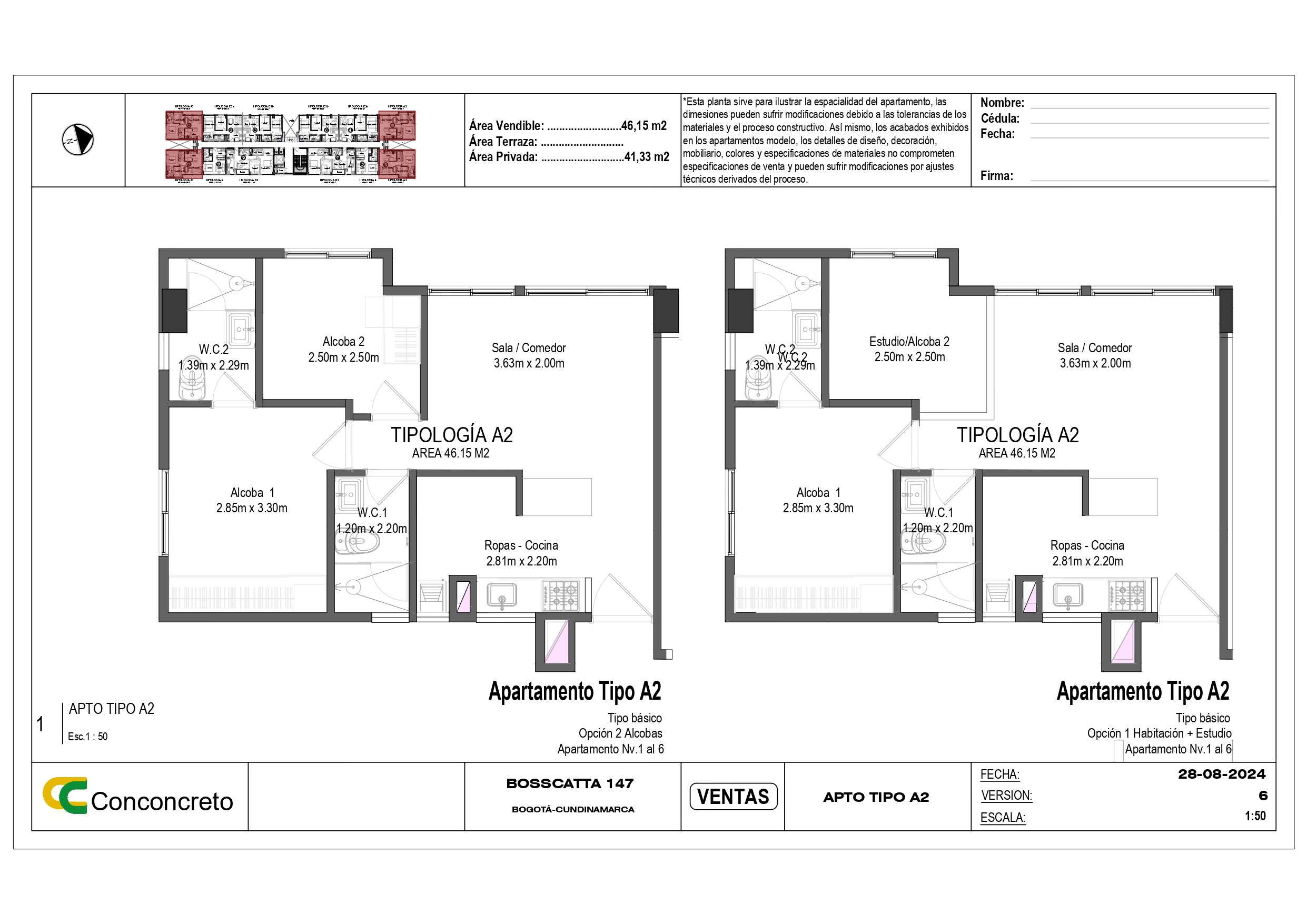 Proyectos Sobre Planos Bosscatta 147 Apartamento en venta Cundinamarca Bogotá Colinas De Suba 46 m2 Habitaciones 1 Baños 2 Garajes 1 Precio $448849500