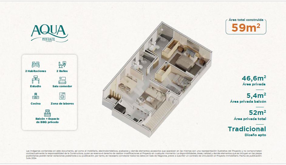 Proyectos Sobre Planos Aqua - Puerto Azul Apartamento en venta Cundinamarca Ricaurte Ricaurte Cundinamarca 59 m2 Habitaciones 1 Baños 2 Garajes 1 Precio $310000000