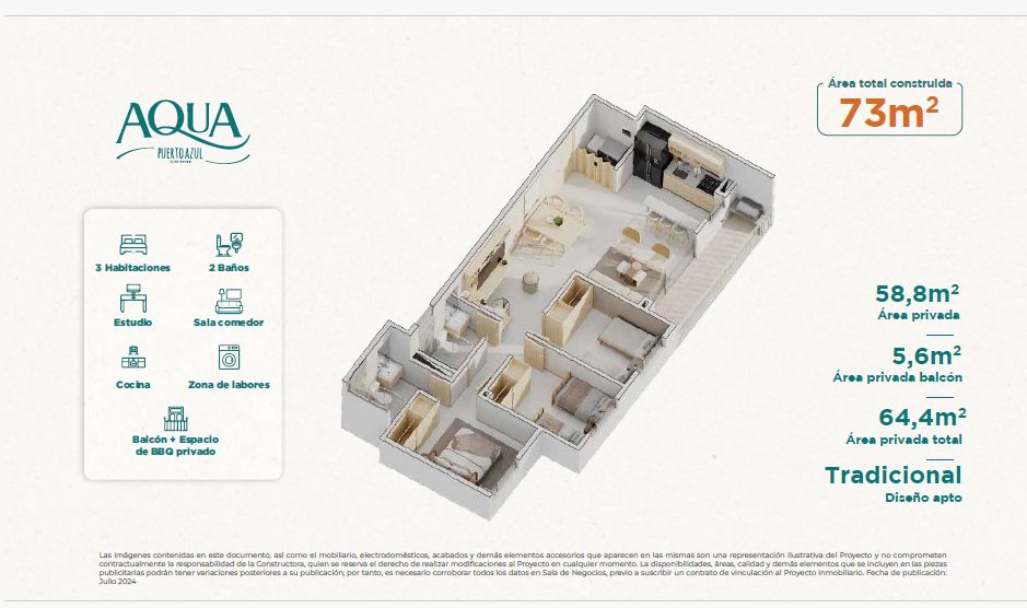Proyectos Sobre Planos Aqua - Puerto Azul Apartamento en venta Cundinamarca Ricaurte Ricaurte Cundinamarca 73 m2 Habitaciones 3 Baños 2 Garajes 1 Precio $381054501
