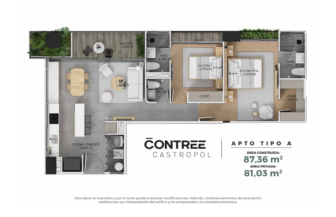 Proyectos en Construcción Contree Castropol Apartamento en venta Antioquia Medellín Castropol 87 m2 Habitaciones 2 Baños 3 Garajes 1 Precio $1504329021