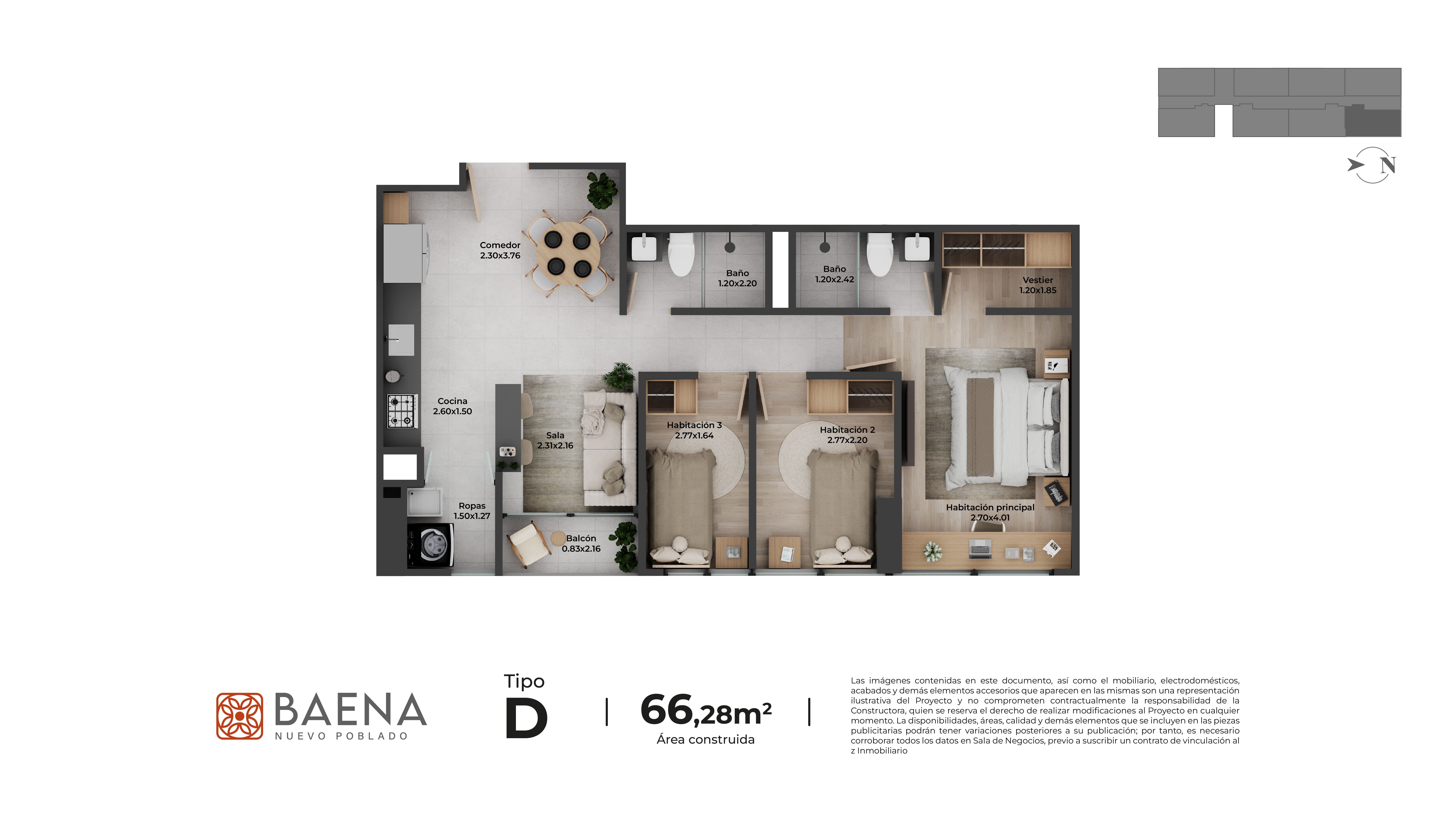 Proyectos Vivienda Nueva Baena Apartamentos Apartamento en venta Antioquia Itagüí Chimeneas 66 m2 Habitaciones 3 Baños 2 Garajes 1 Precio $490084261