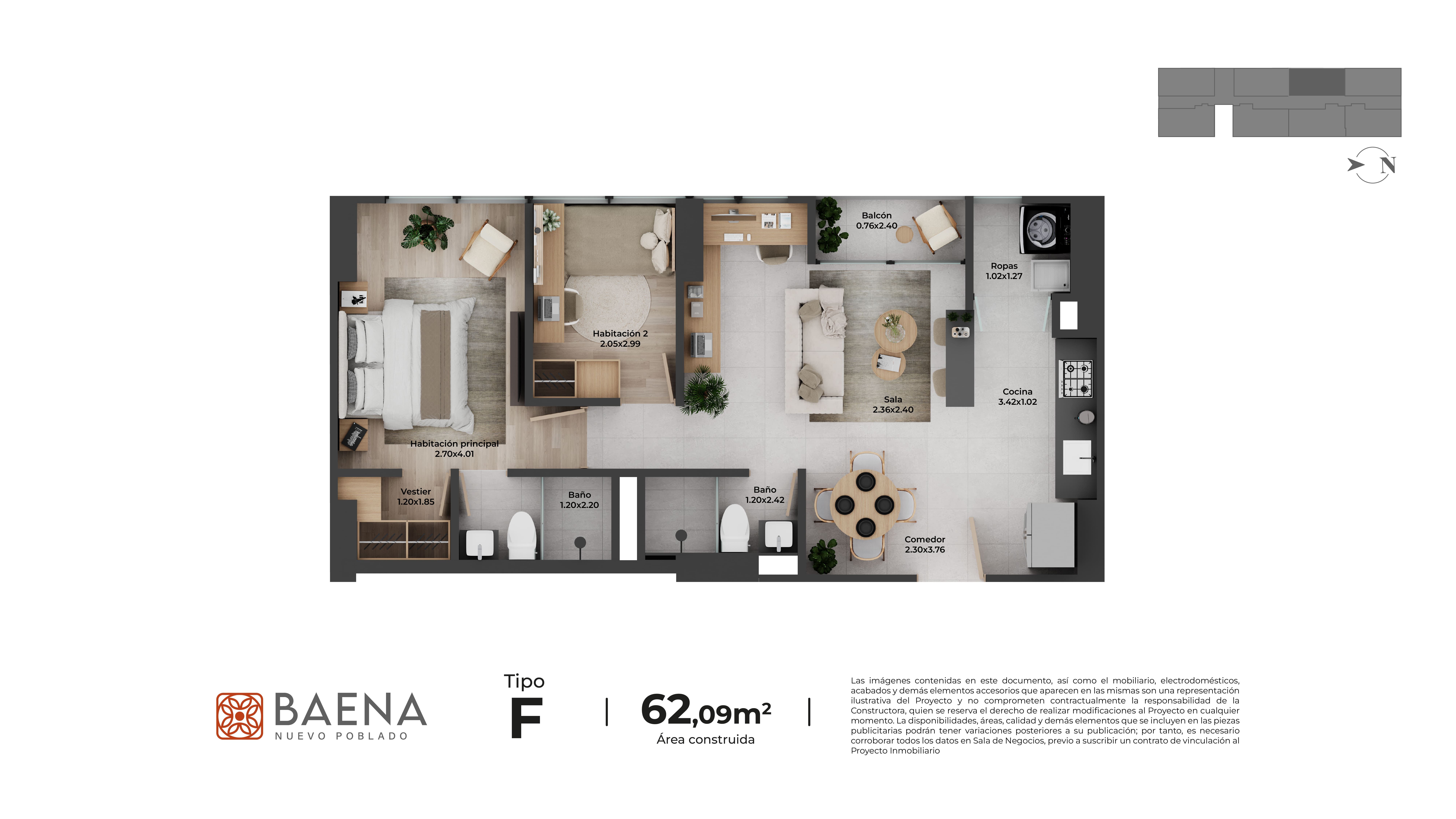 Proyectos Vivienda Nueva Baena Apartamentos Apartamento en venta Antioquia Itagüí Chimeneas 61 m2 Habitaciones 2 Baños 2 Garajes 0 Precio $415599204